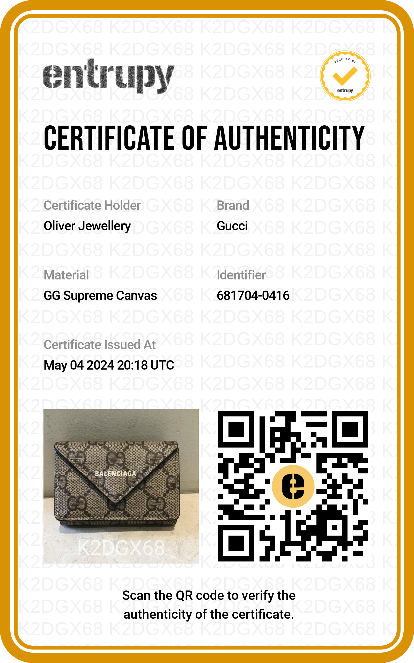 Gucci X Balenciaga The Hacker Project GG Supreme Trifold Compact Wallet w/ Box