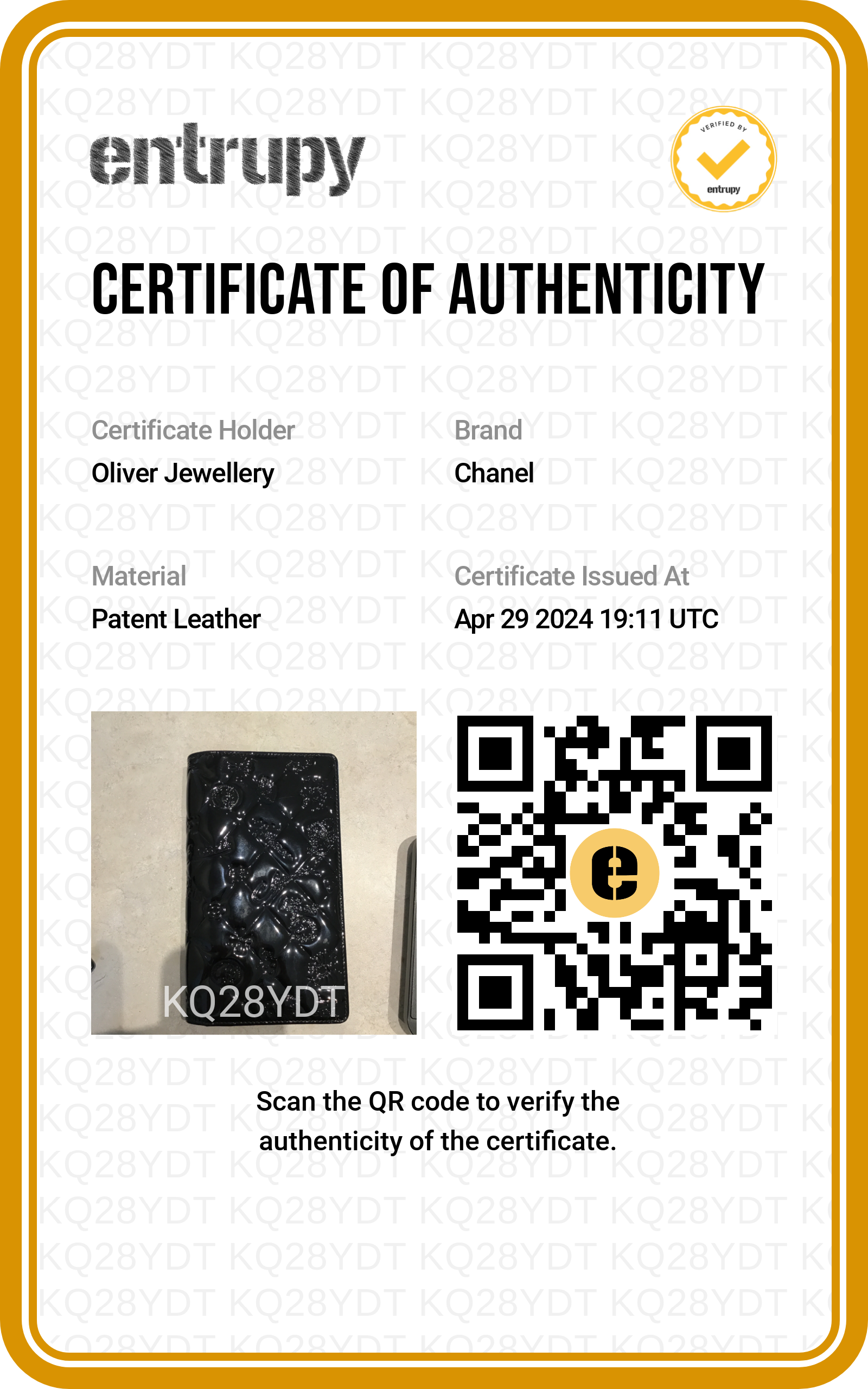 Chanel Black Patent Leather Lucky Symbols Bifold Wallet w/ Box & Authenticity Card