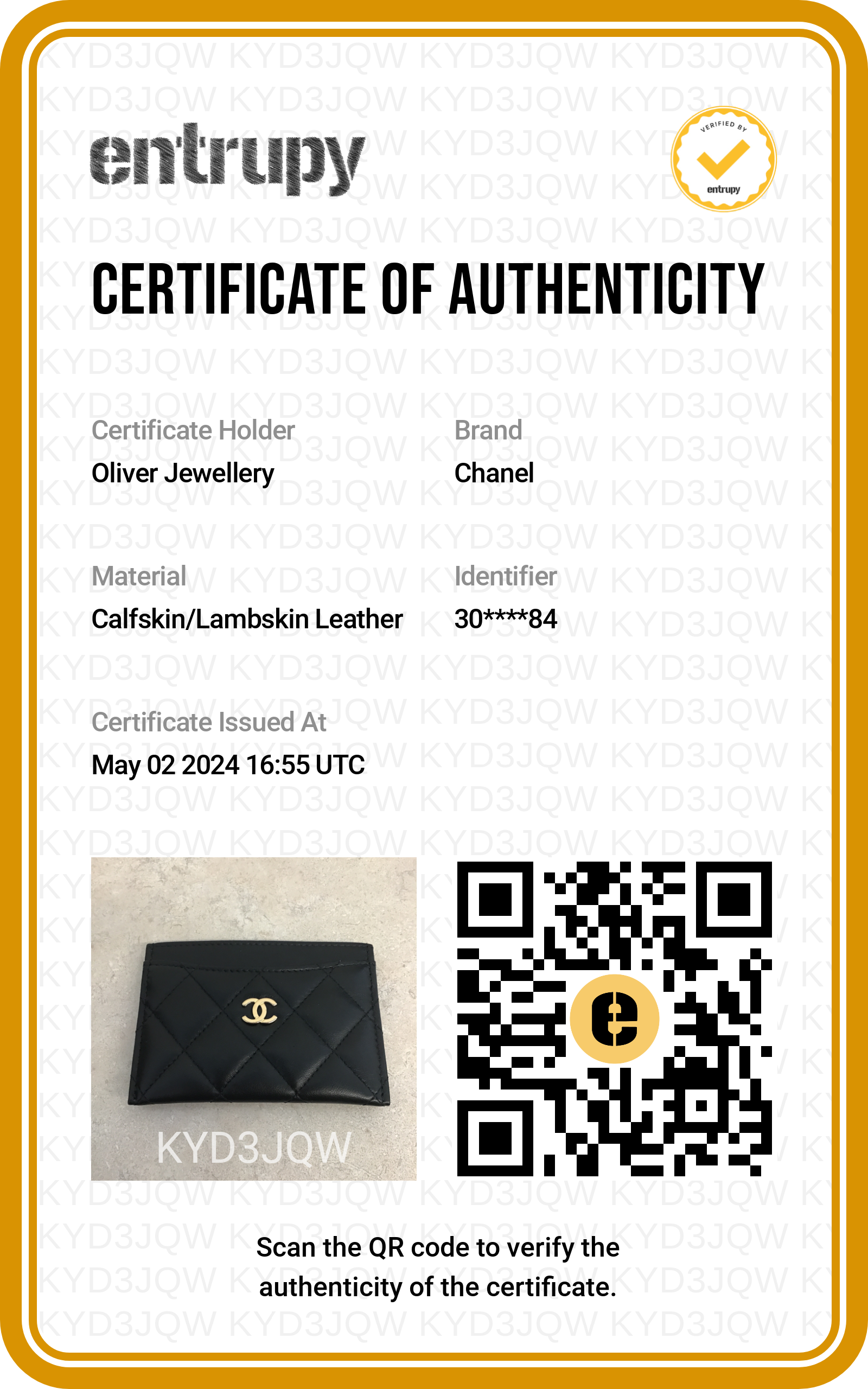 Chanel 2020 Black Caviar Leather Classic Card Holder
