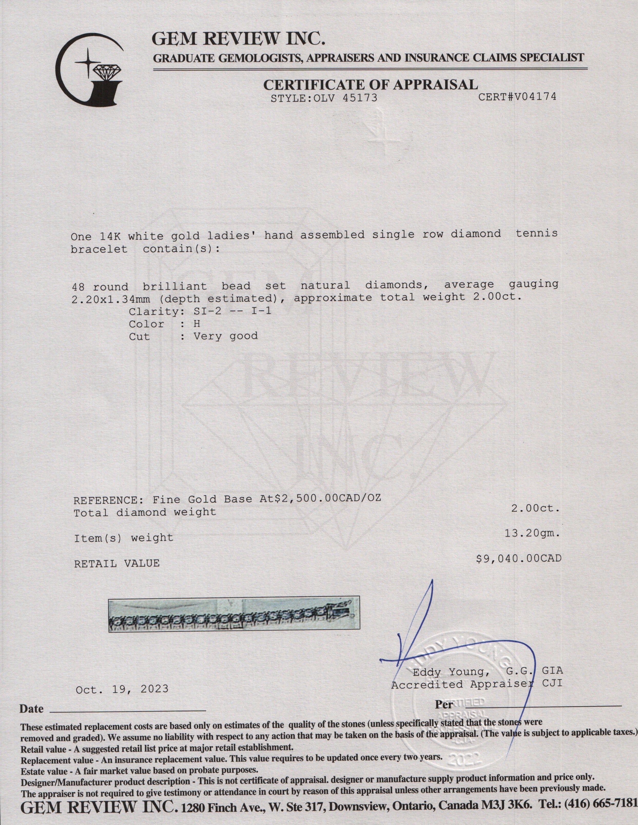 14k White Gold 2.00 tcw. Diamond Tennis Bracelet