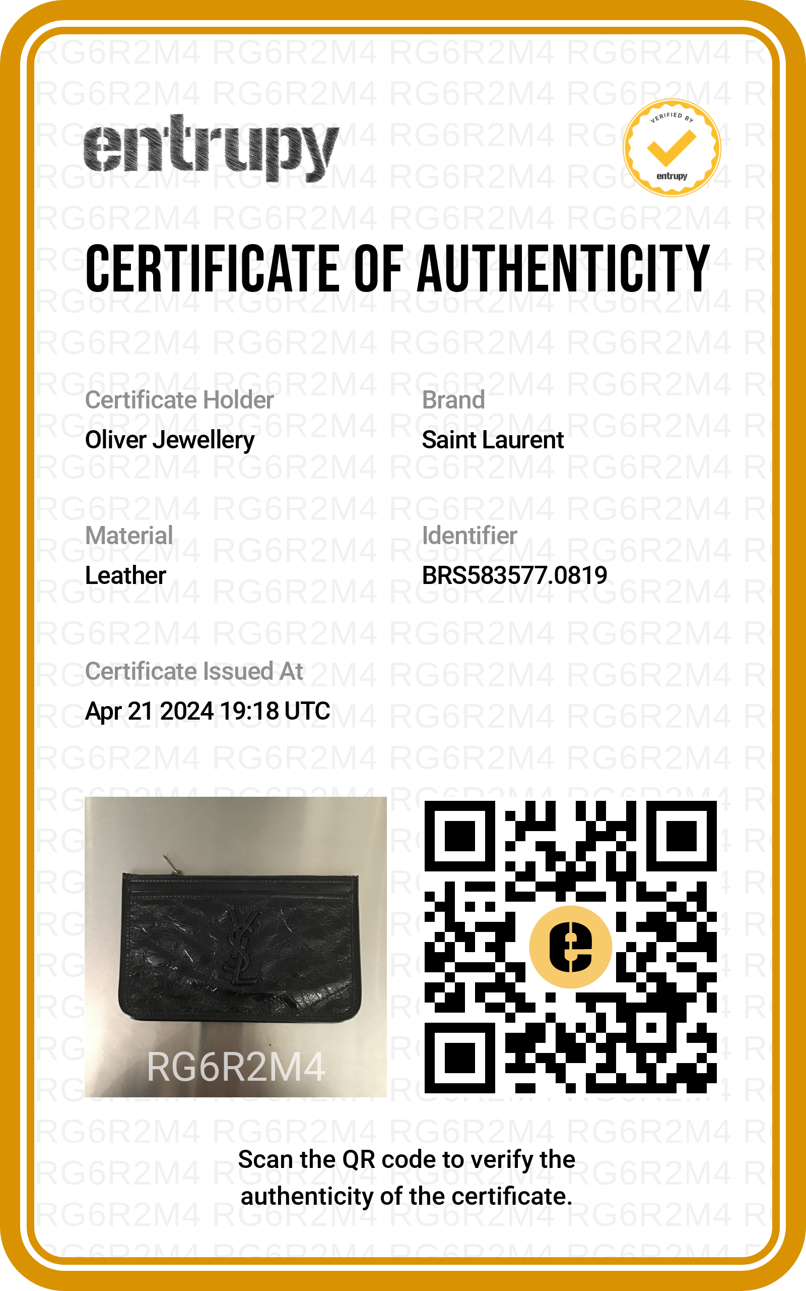 Saint Laurent Black Crinkled Calfskin Matelasse Leather Monogram Niki Bill Pouch w/ Box