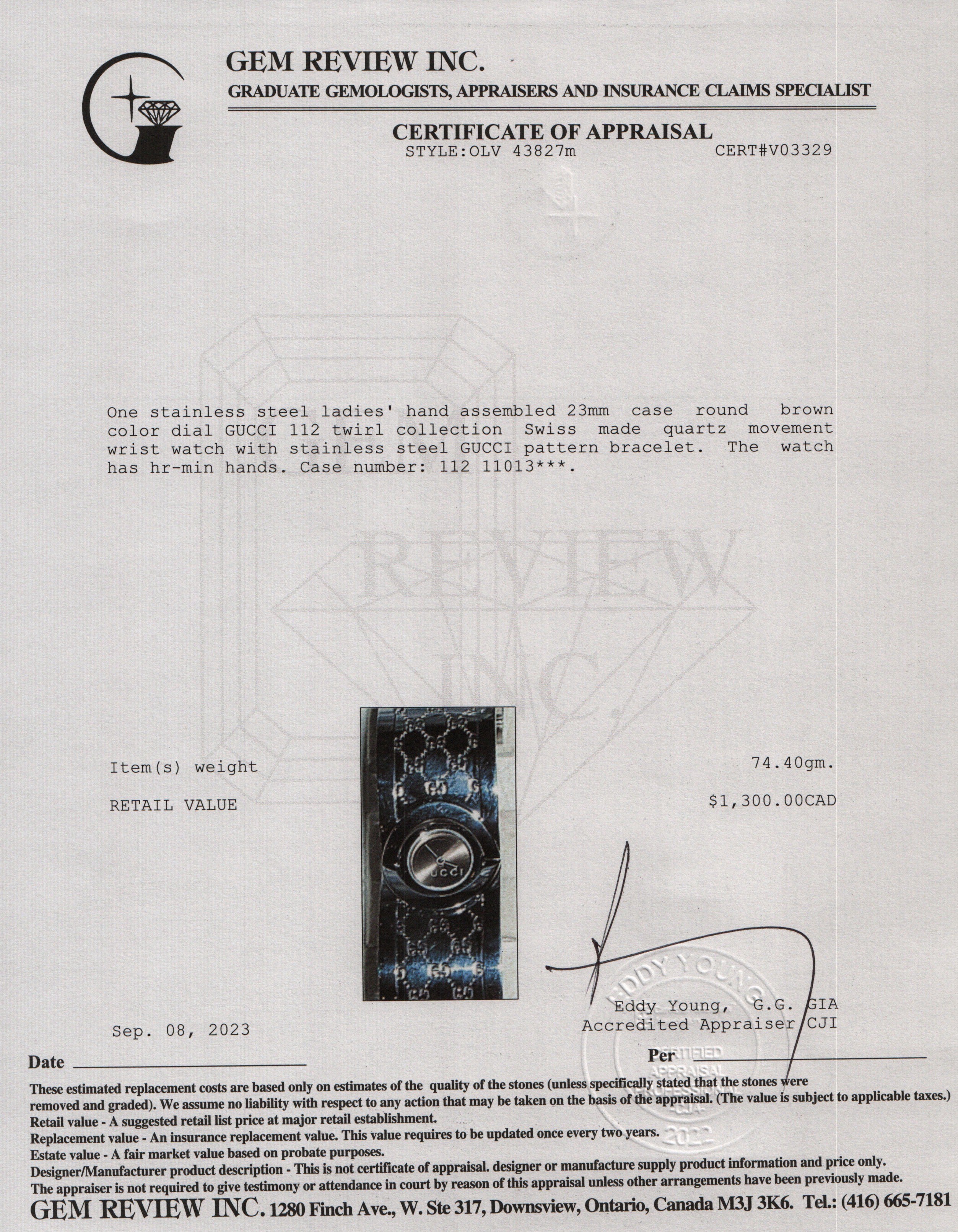 Gucci Twirl 23 MM Watch w/ Box