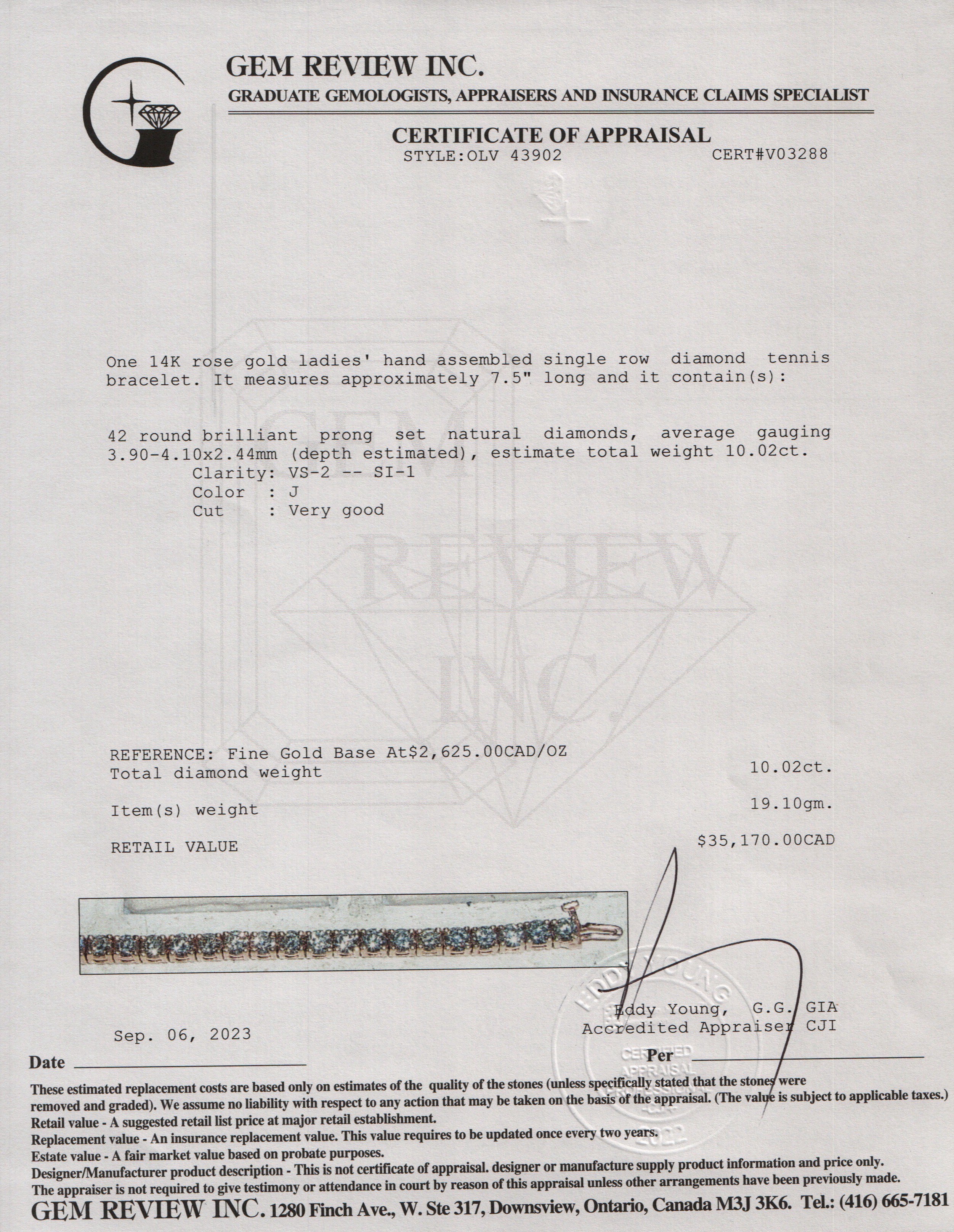 14k Rose Gold 10.02 tcw. Diamond Tennis Bracelet