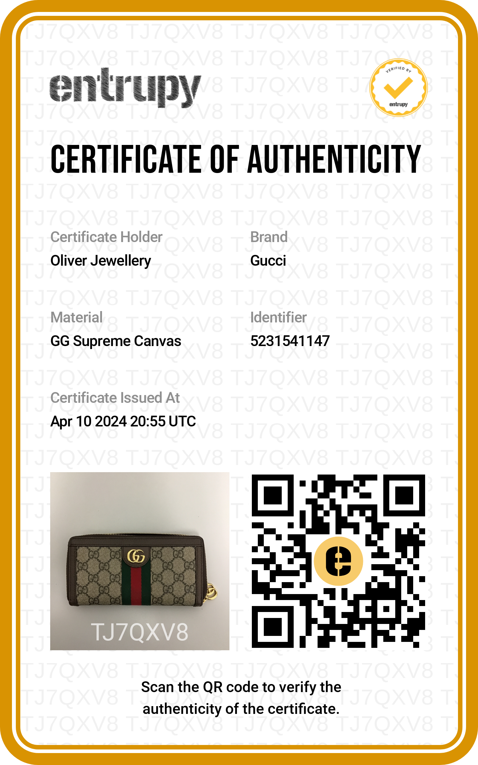 Gucci GG Supreme Web Ophidia GG Zip Around wallet