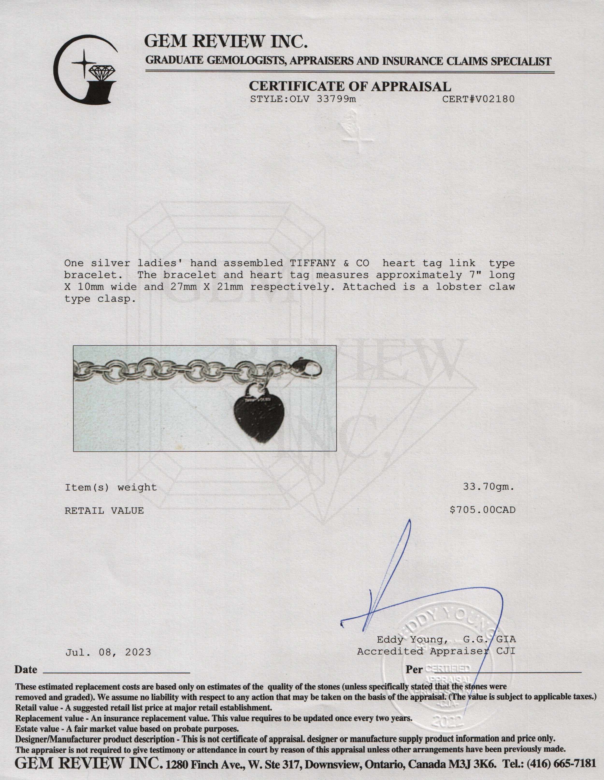 Tiffany & Co. Heart Tag Charm Bracelet