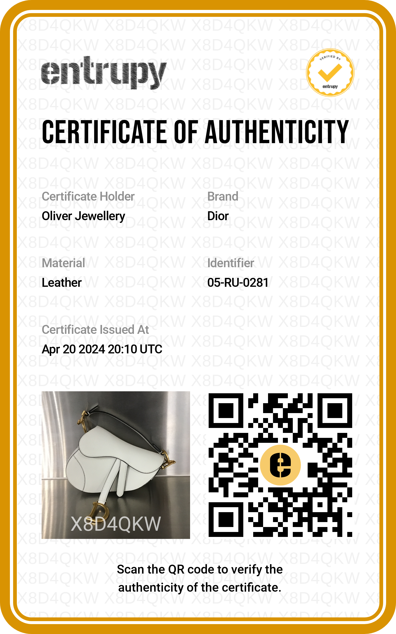 Christian Dior 2021 White Calfskin Leather Mini Saddle Bag w/ Box & Receipt