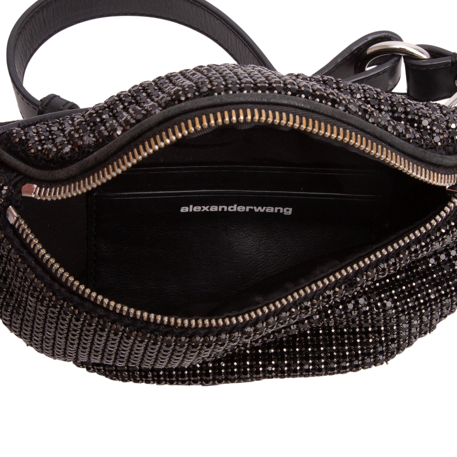 Alexander Wang Black Mesh Crystal Rhinestone Attica Belt Bag