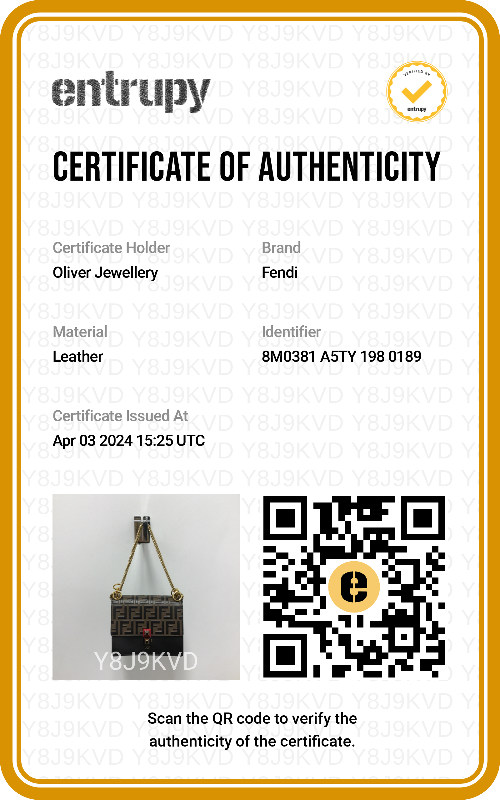 Fendi FF Embossed & Black Calfskin Leather Small Kan I Shoulder Bag