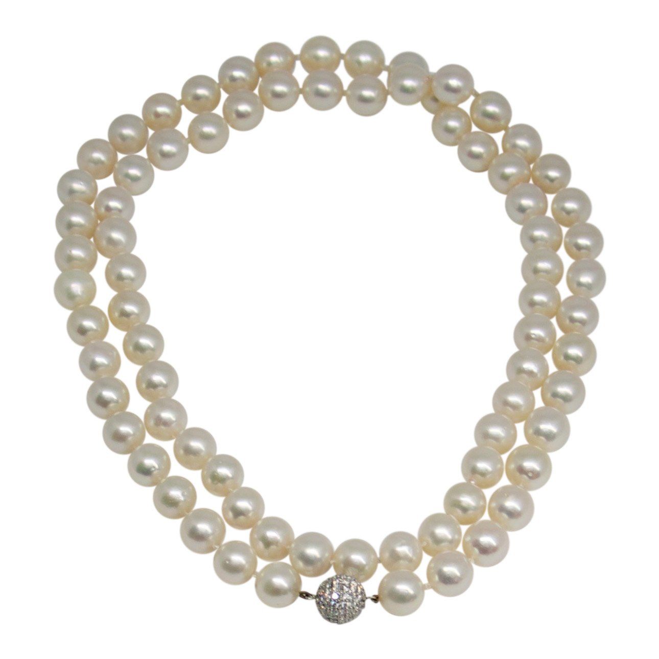 10-10.5 mm Pearl Necklace with Pave Diamond Clasp