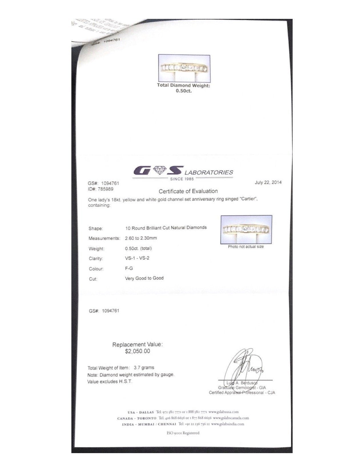 Cartier Vintage Channel-Set Diamond Band Ring