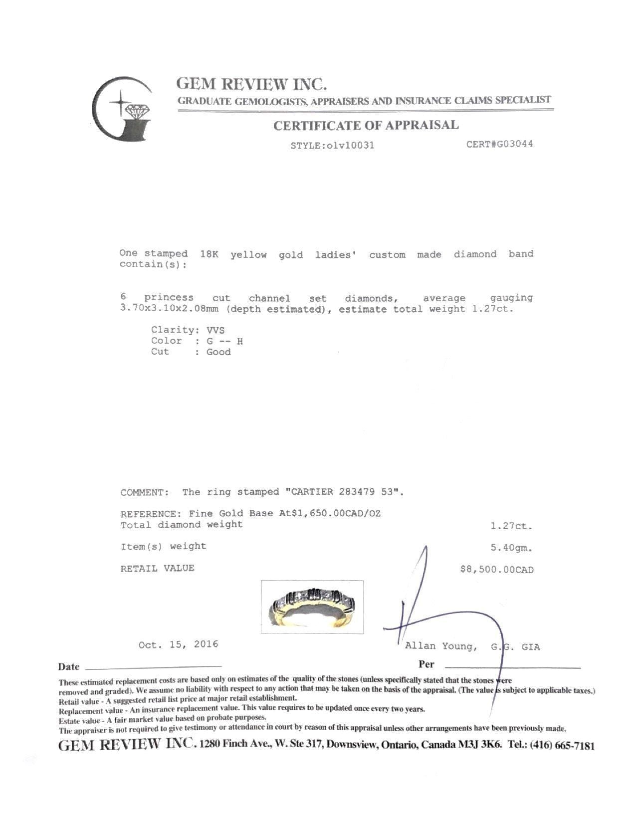 Cartier Vintage Channel Set Diamond Band Ring