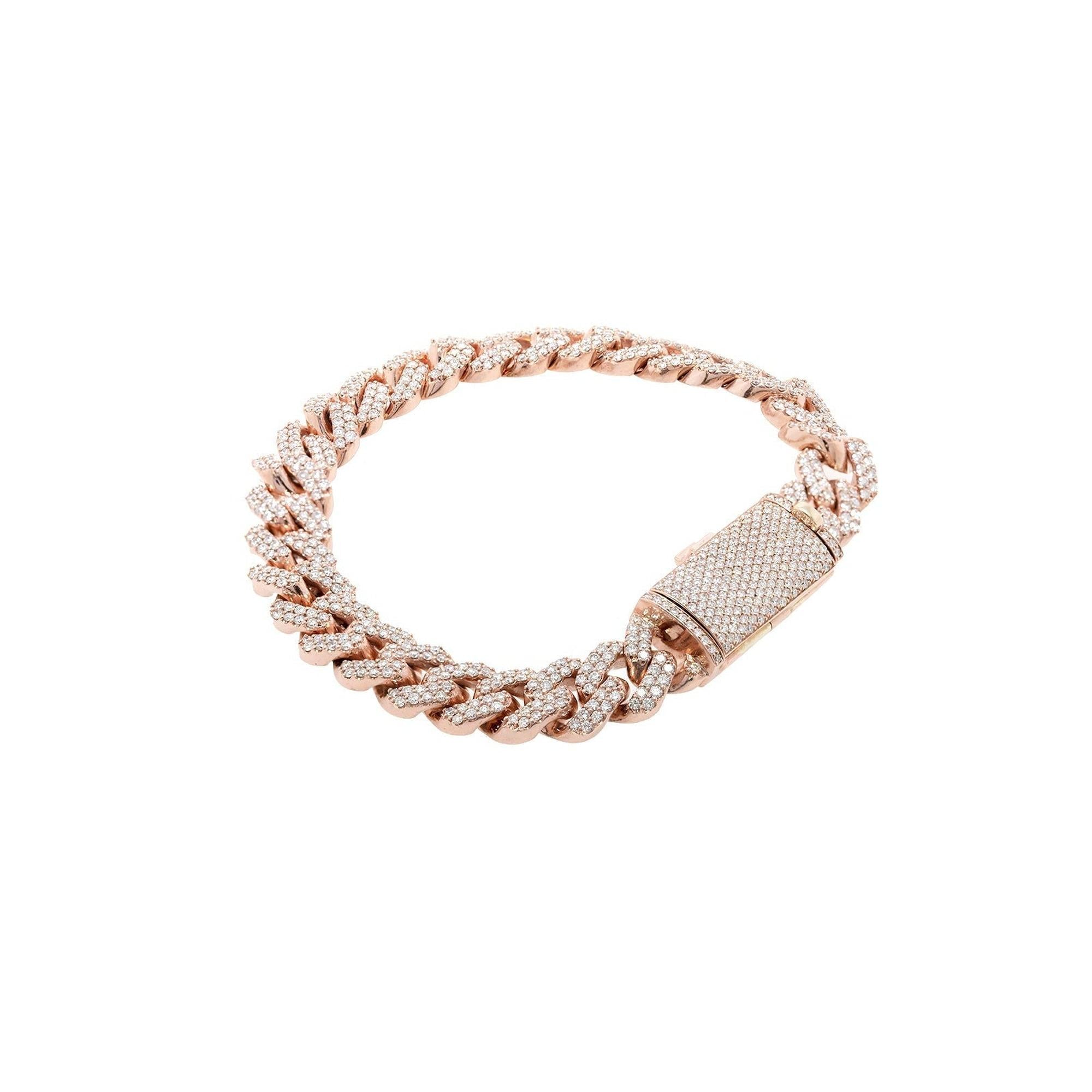 10k Rose Gold Diamond Cuban Link Bracelet