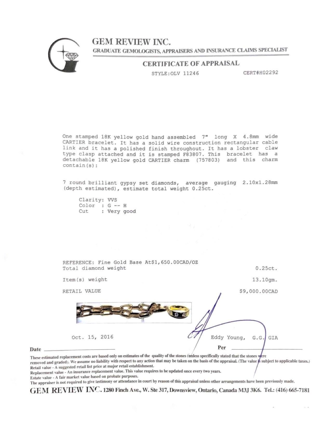 Cartier Diamond Love Charm Link Bracelet