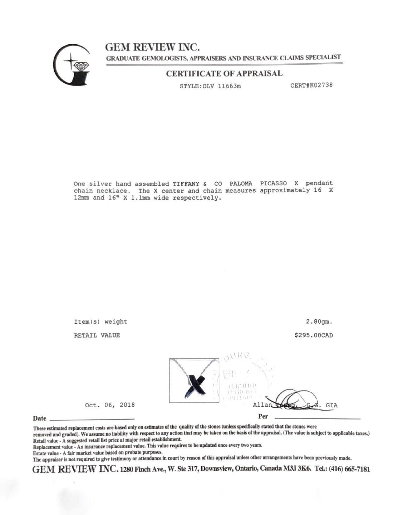 Tiffany & Co. Paloma Picasso 'X' Pendant