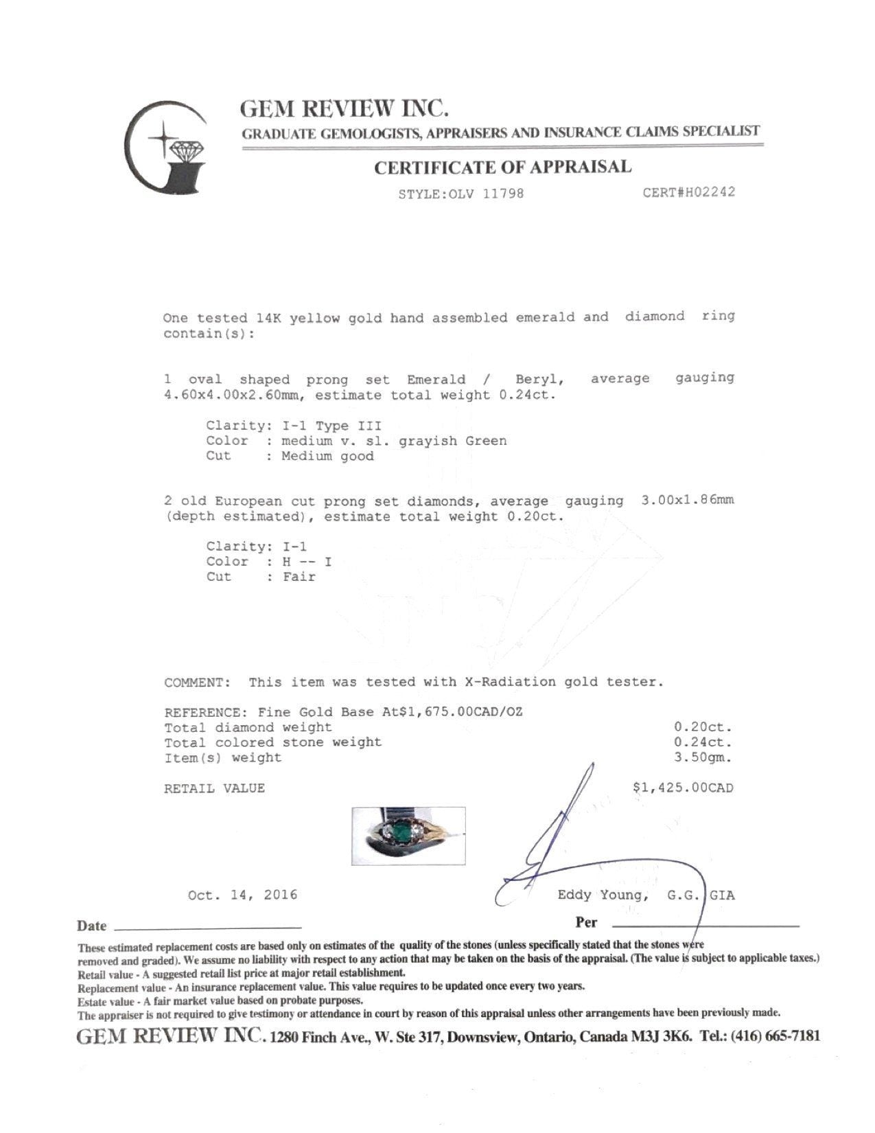 Antique Emerald and Diamond Ring