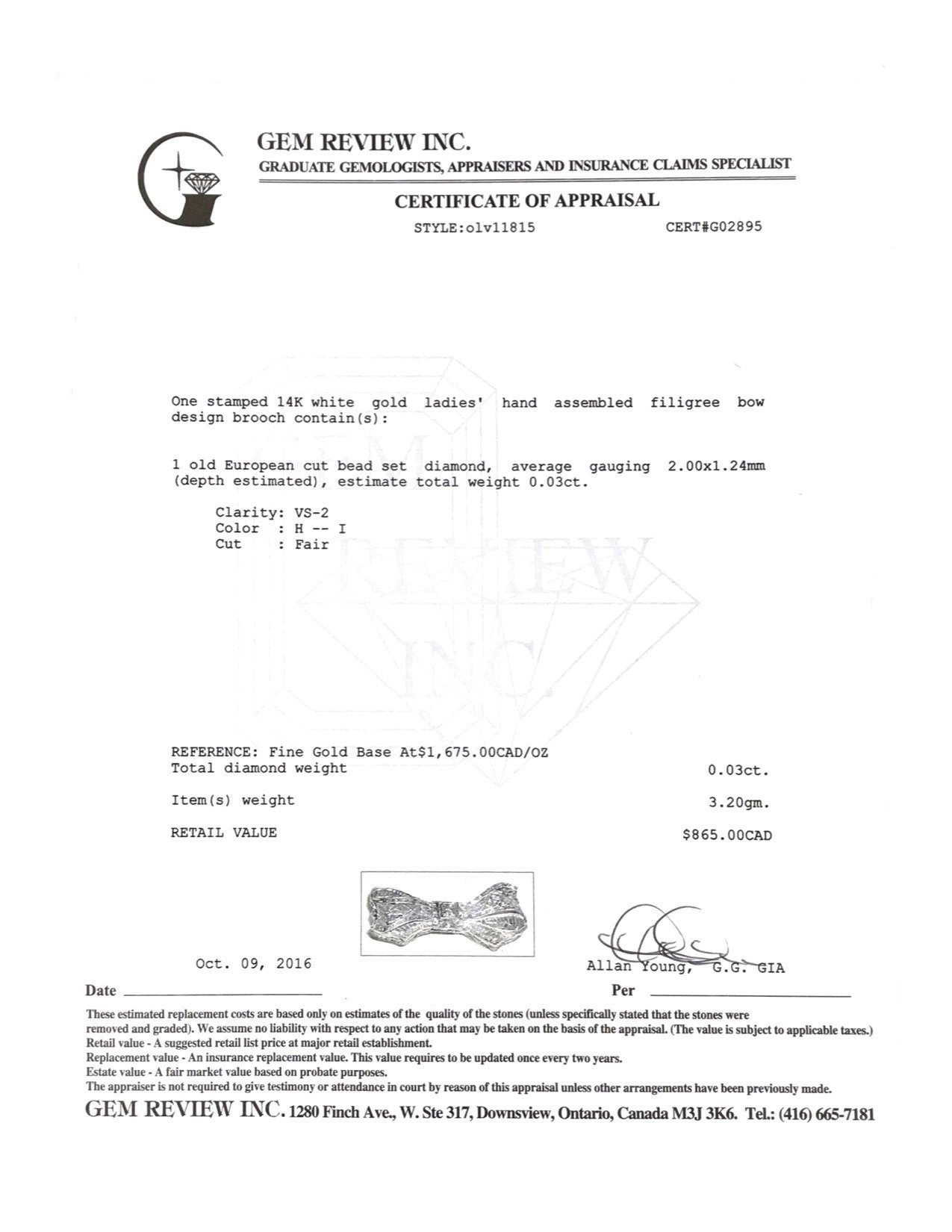 Antique Filigree Diamond Bow Brooch