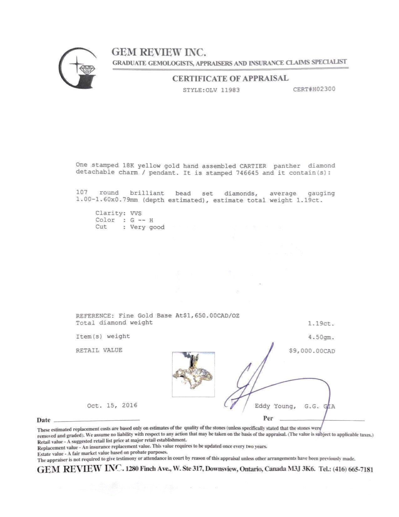 Cartier Diamond Panther Charm/Pendant