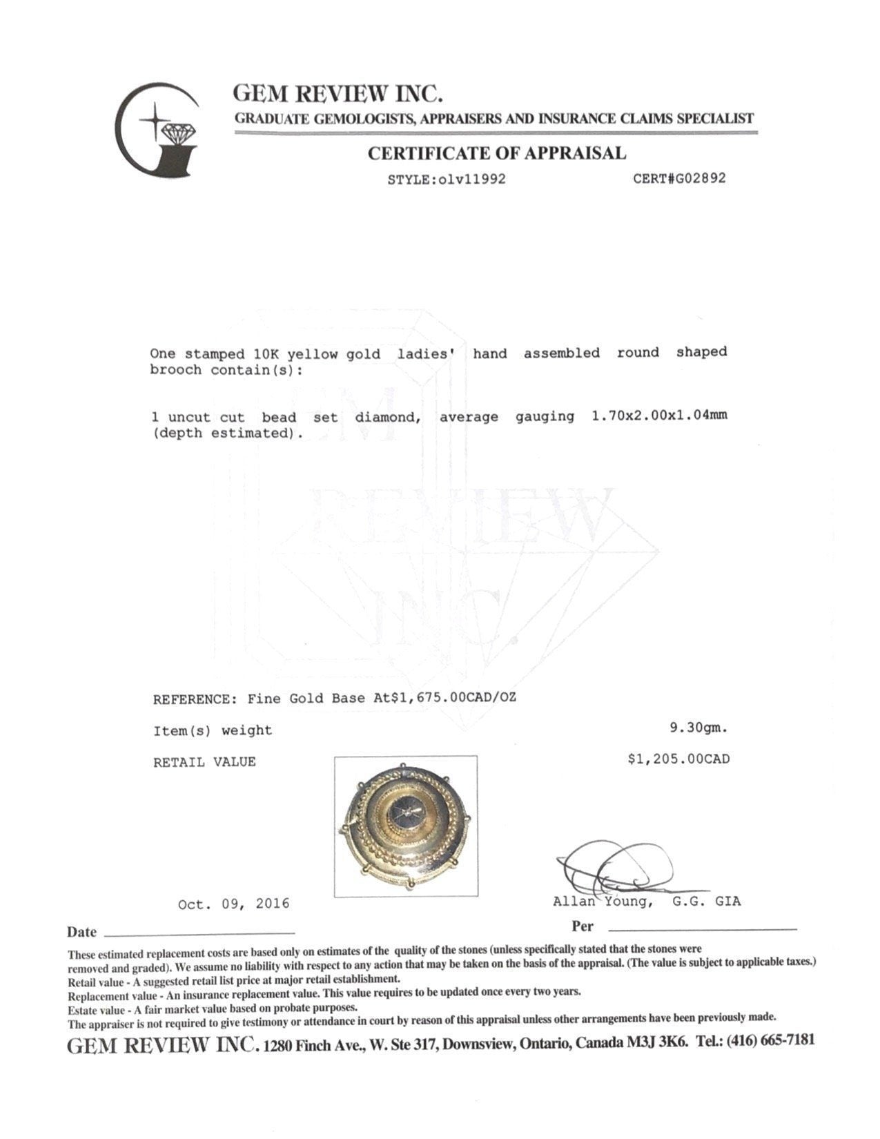 Antique Round Shaped Brooch in