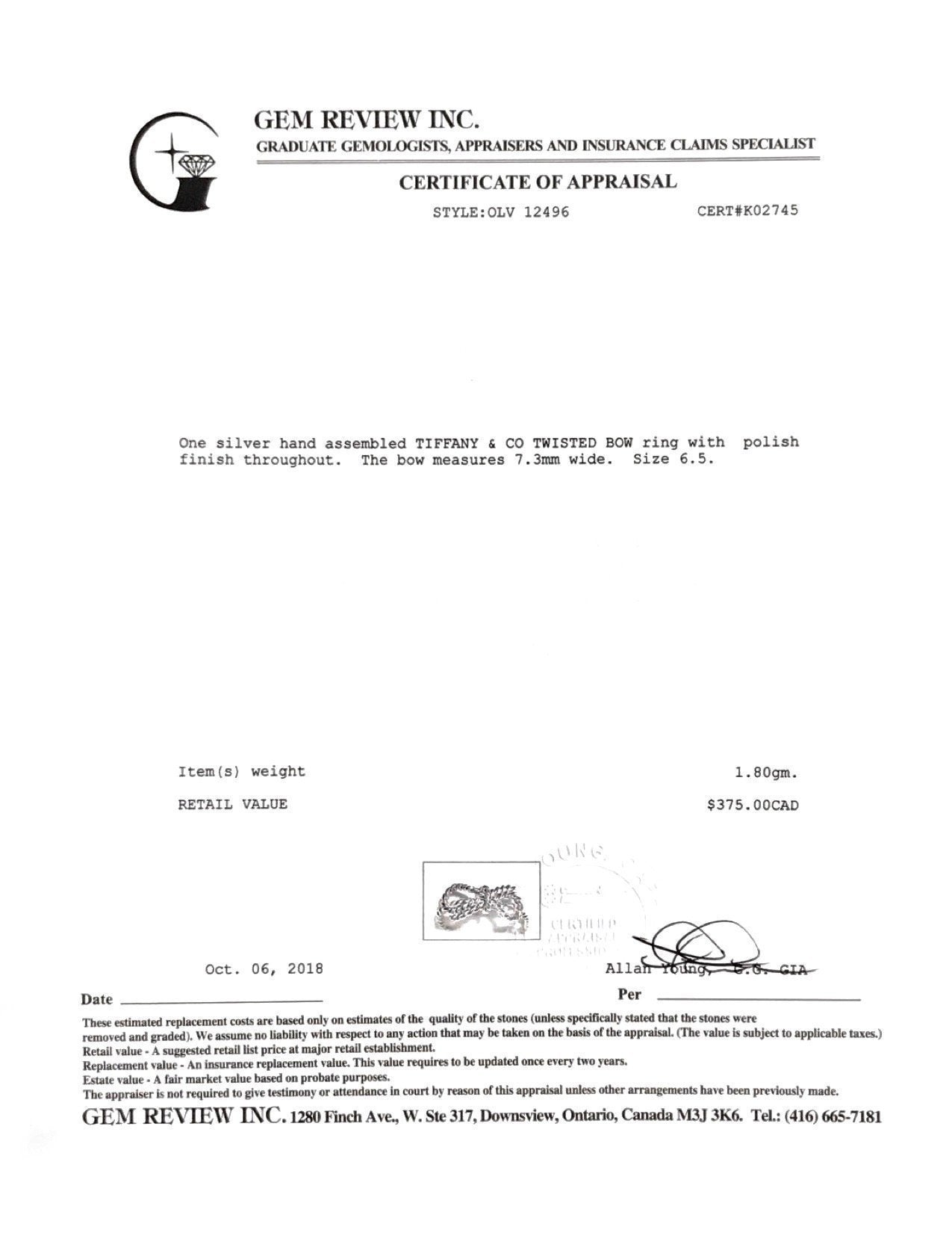 Tiffany & Co. Twist Bow Ring