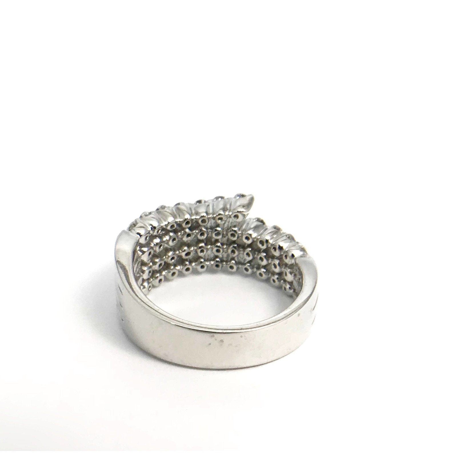 14 Karat White Gold Four Rows Diamond Ring