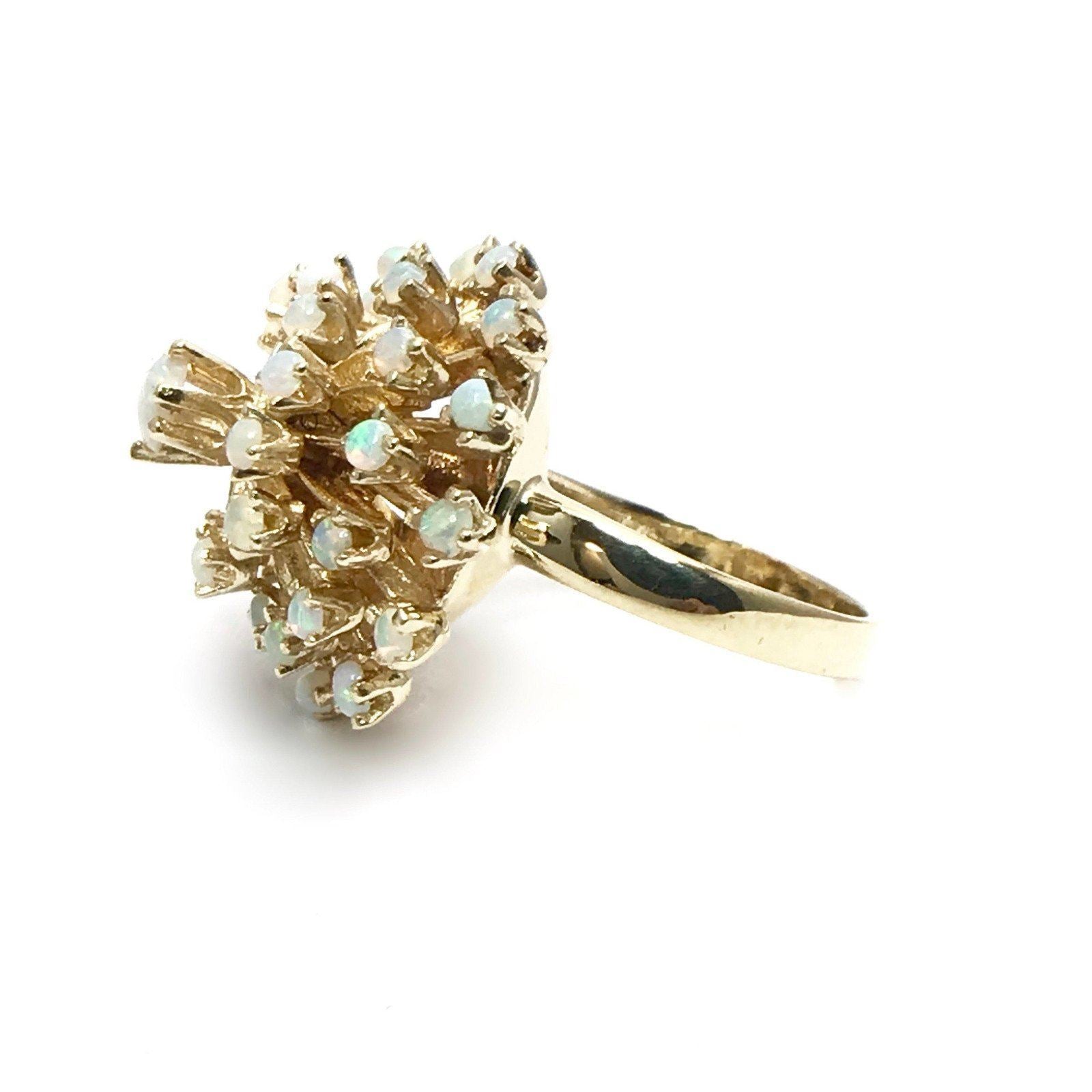 14 Karat Yellow Gold Opal Cluster Ring