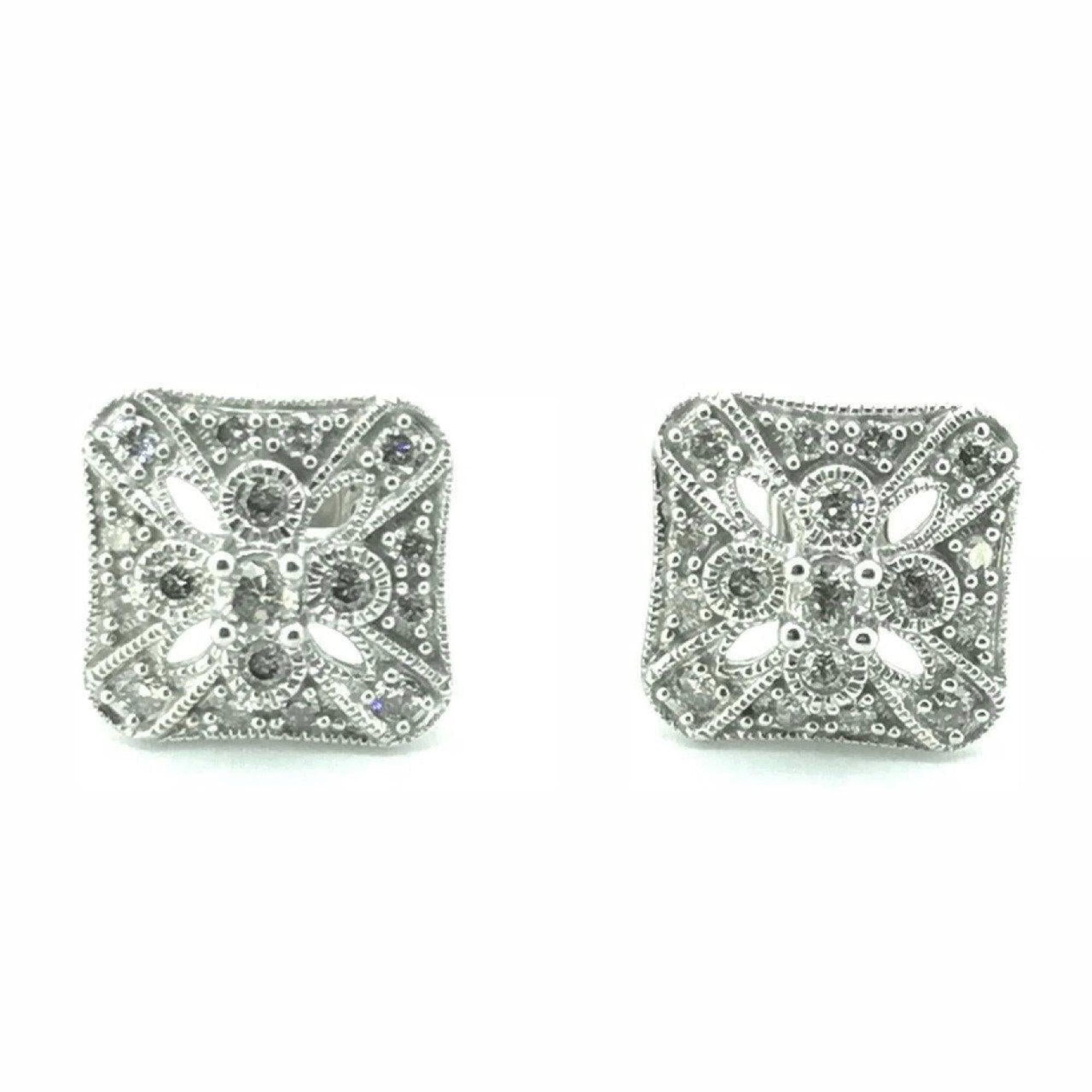 14K White Gold Art Deco Style Diamond Earrings