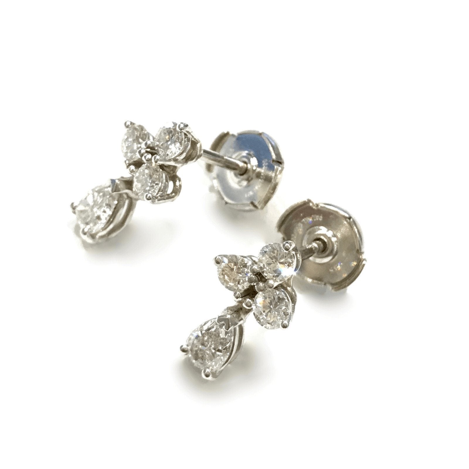 14K White Gold Custom Made Diamond Earrings