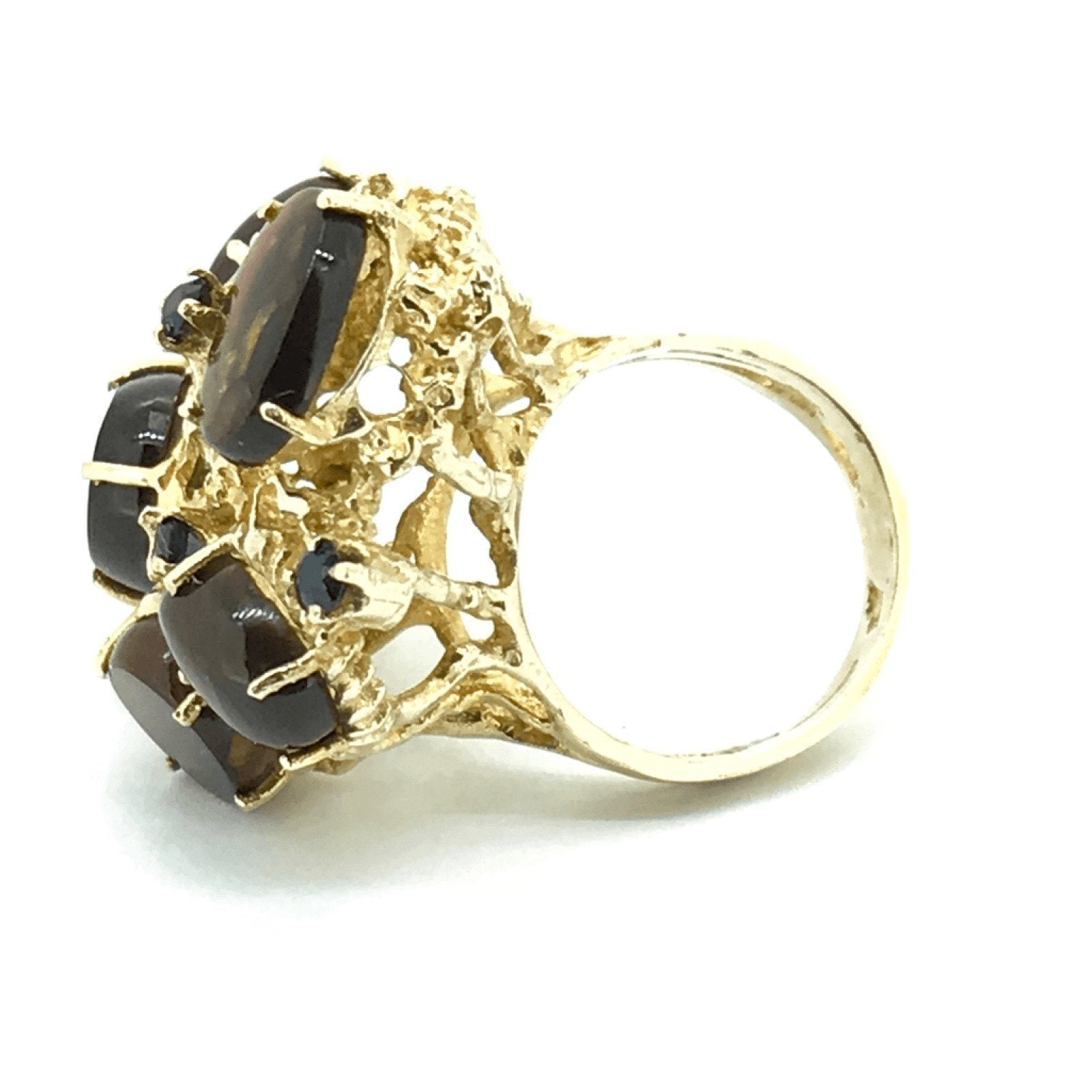 14K Yellow Gold Ammolite and Sapphire Ring