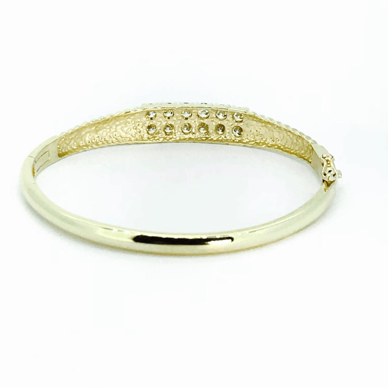 14K Yellow Gold Double Row Diamond Bangle Bracelet