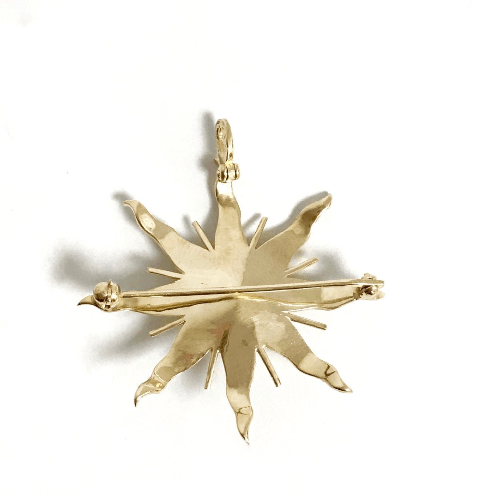 14K Yellow Gold Pearls in Sunburst Design Brooch