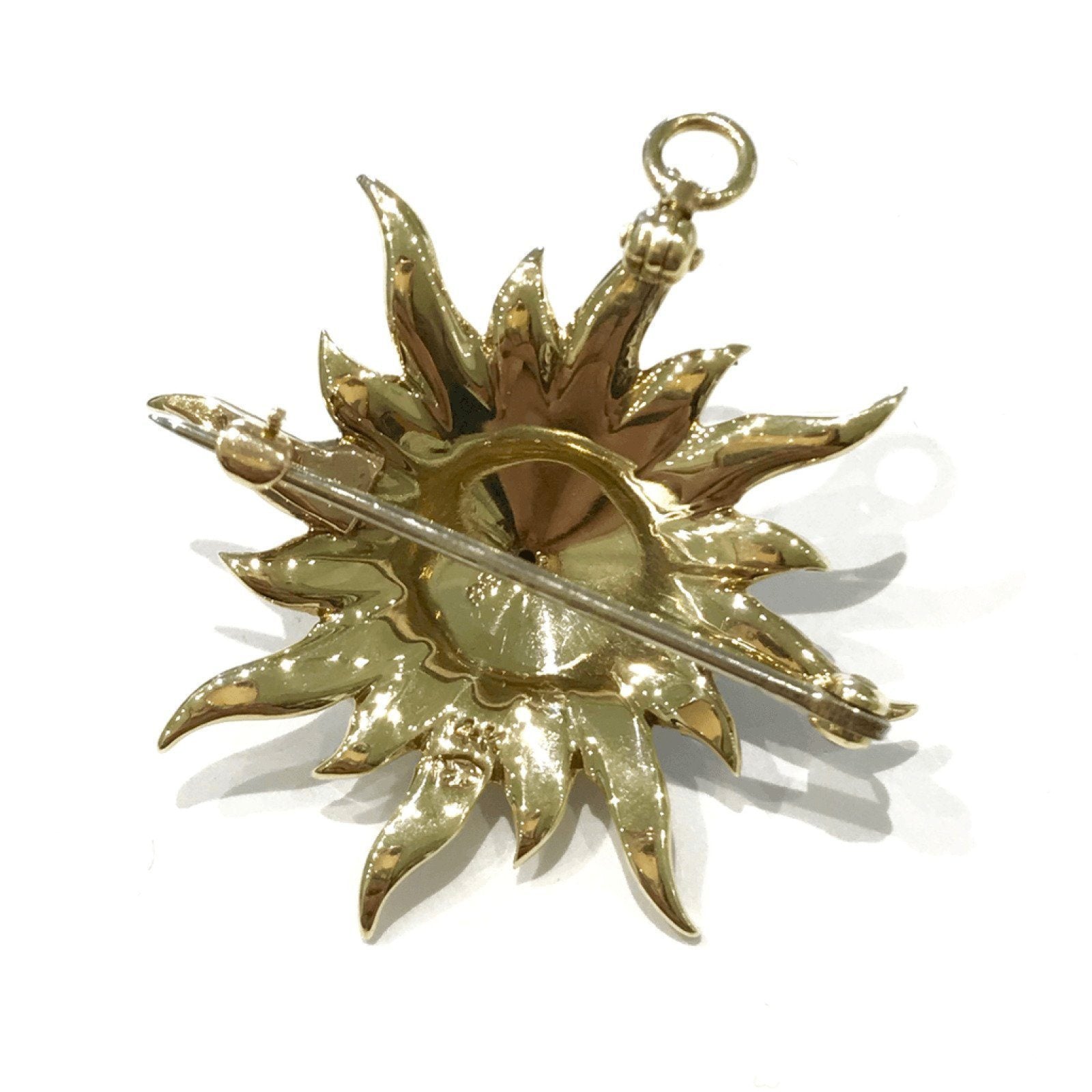 14K Yellow Gold Pearls in Sunburst Design Brooch