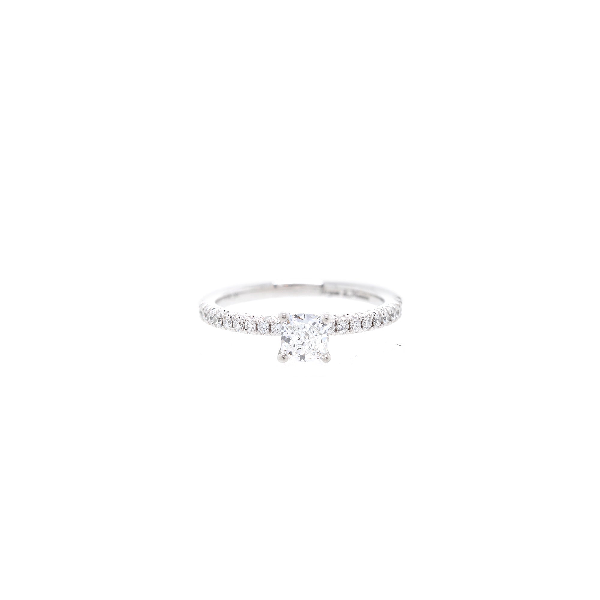 14k White Gold 0.50 ct. Cushion Cut Diamond Engagement Ring w/ GIA Diamond Certificate