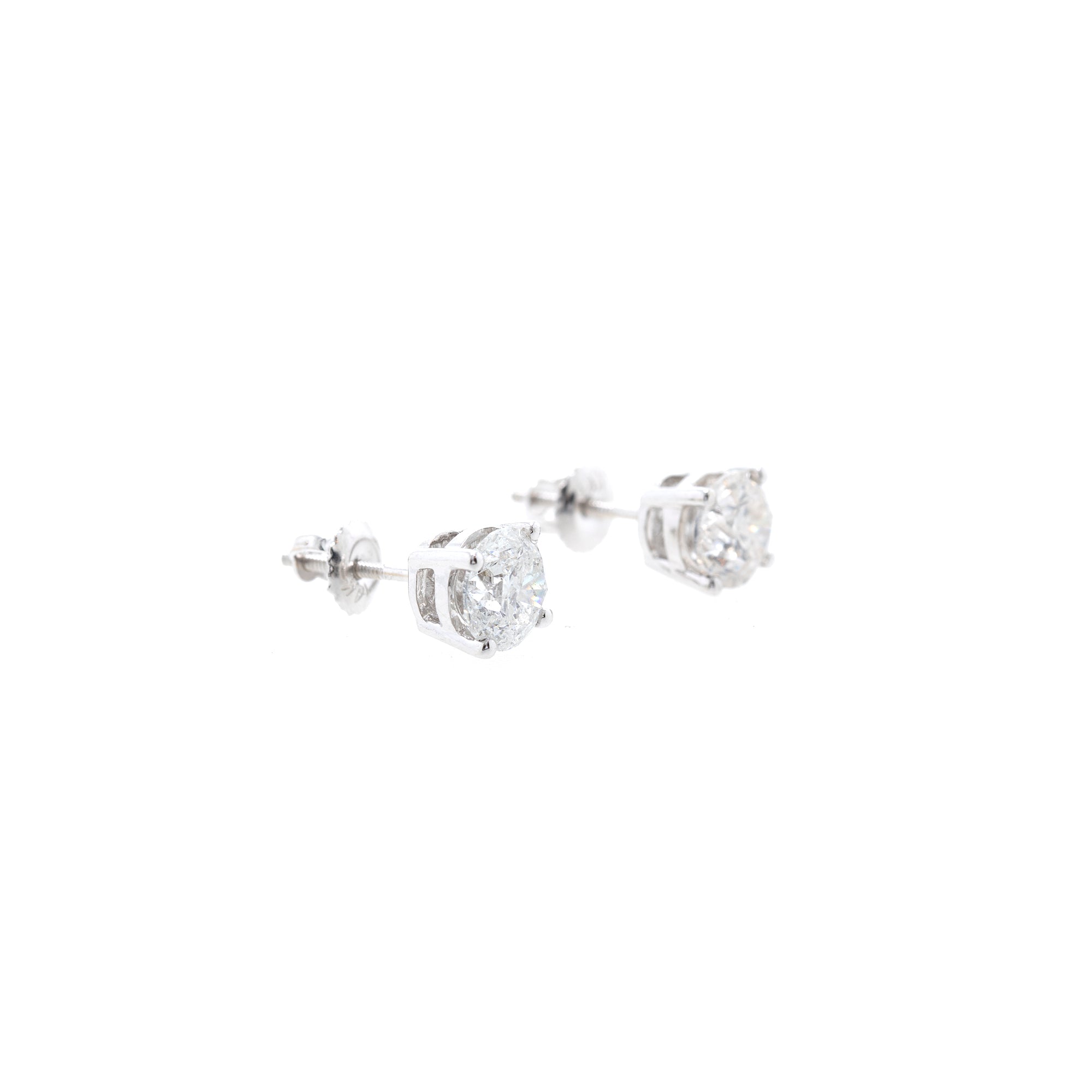14k White Gold 2.03 tcw. Diamond Stud Earrings