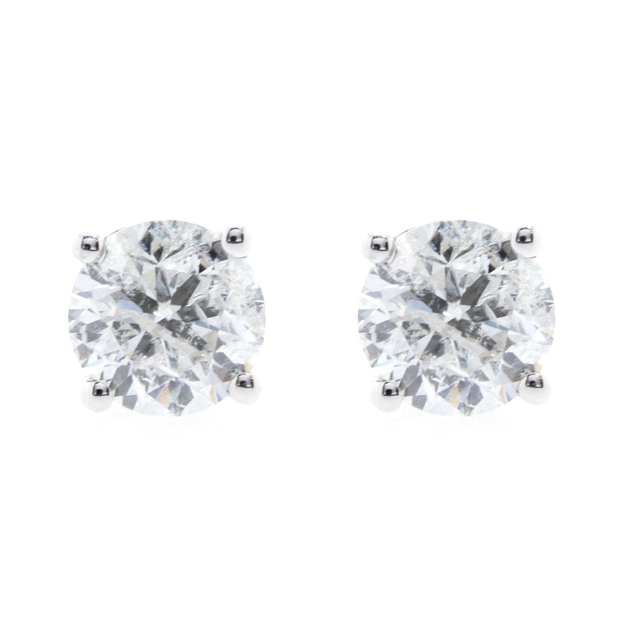14k White Gold 2.03 tcw. Diamond Stud Earrings