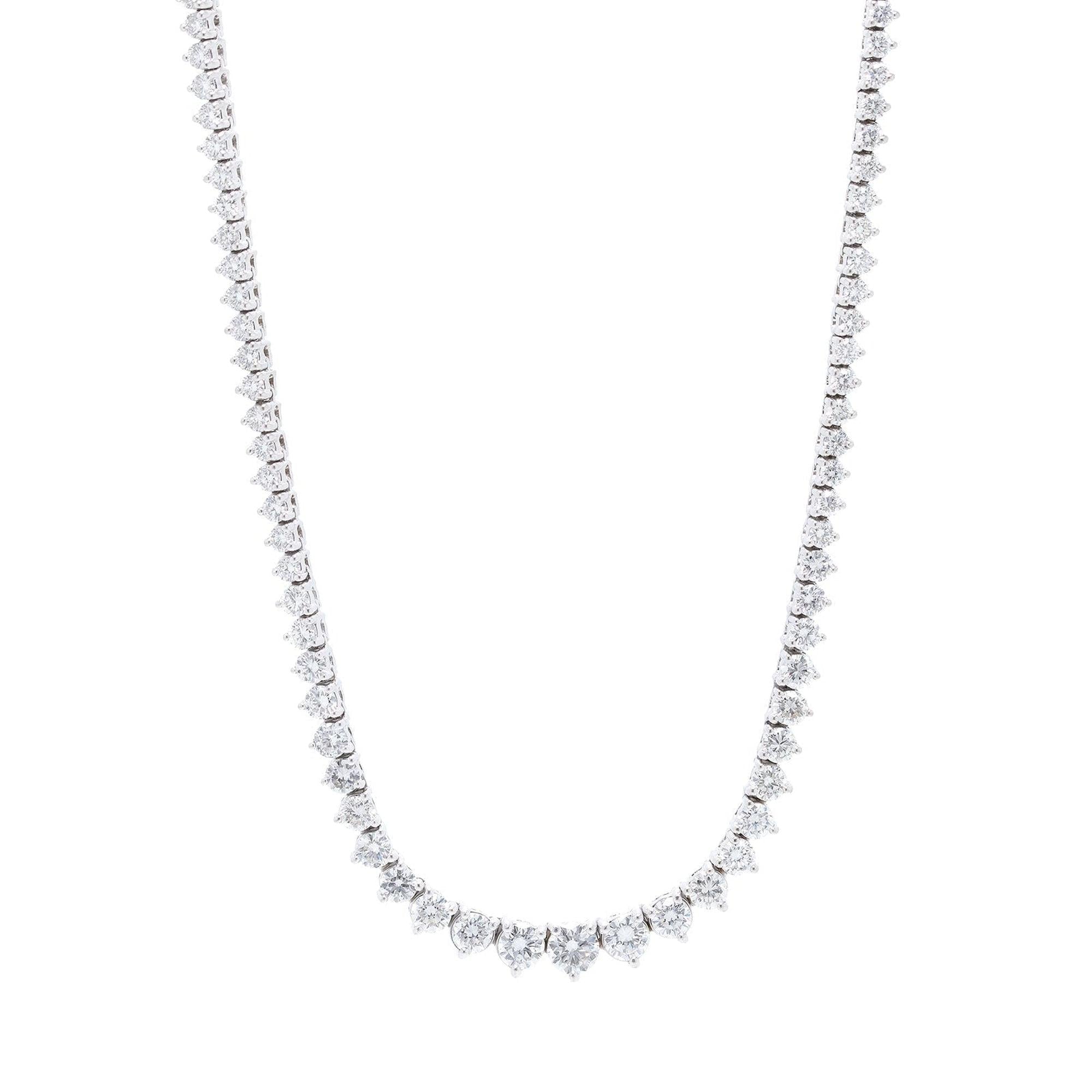 14k White Gold 7.03 ct. Graduated Diamond Necklace