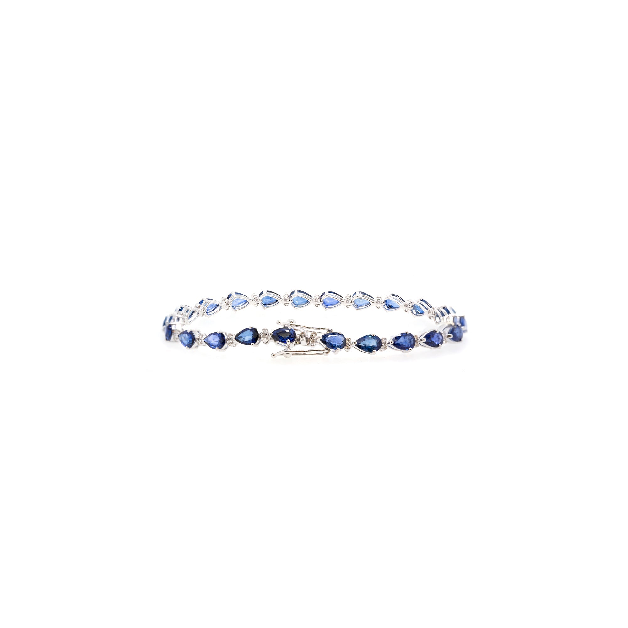 14k White Gold Blue Sapphire & Diamond Bracelet