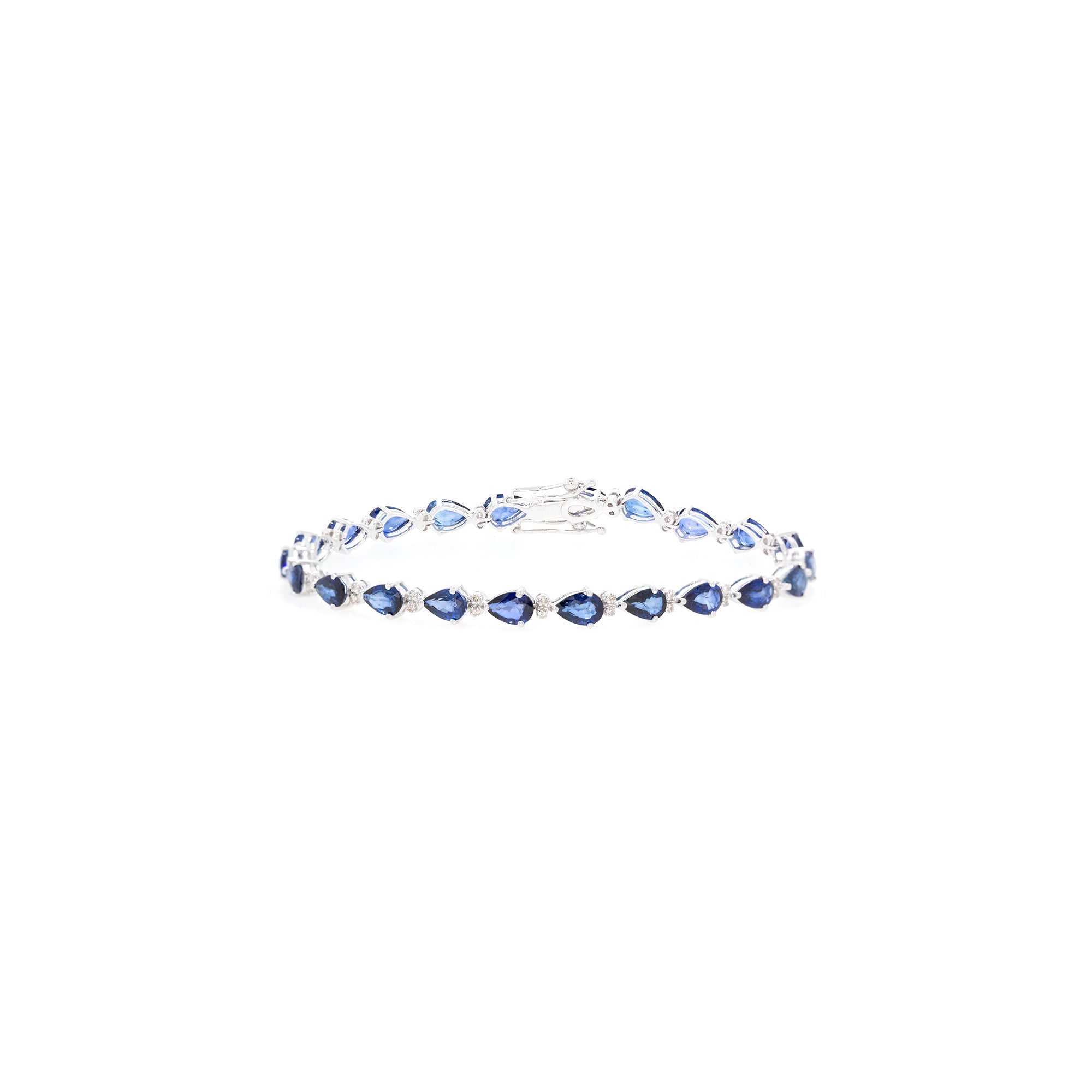 14k White Gold Blue Sapphire & Diamond Bracelet