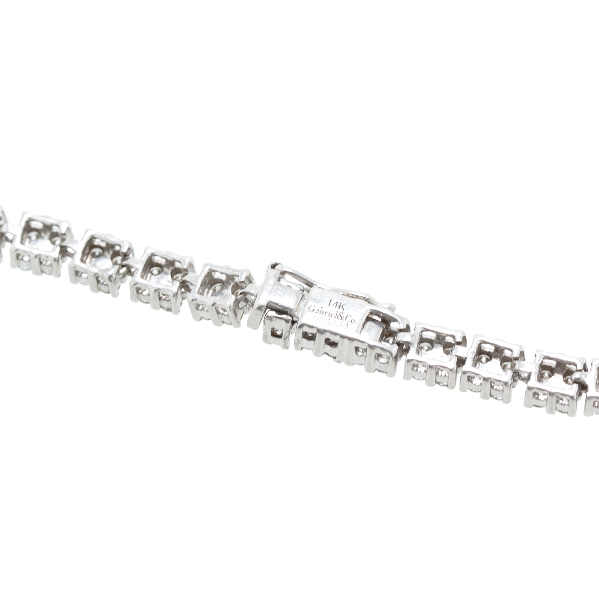 14k White Gold Diamond Cluster Link Bracelet