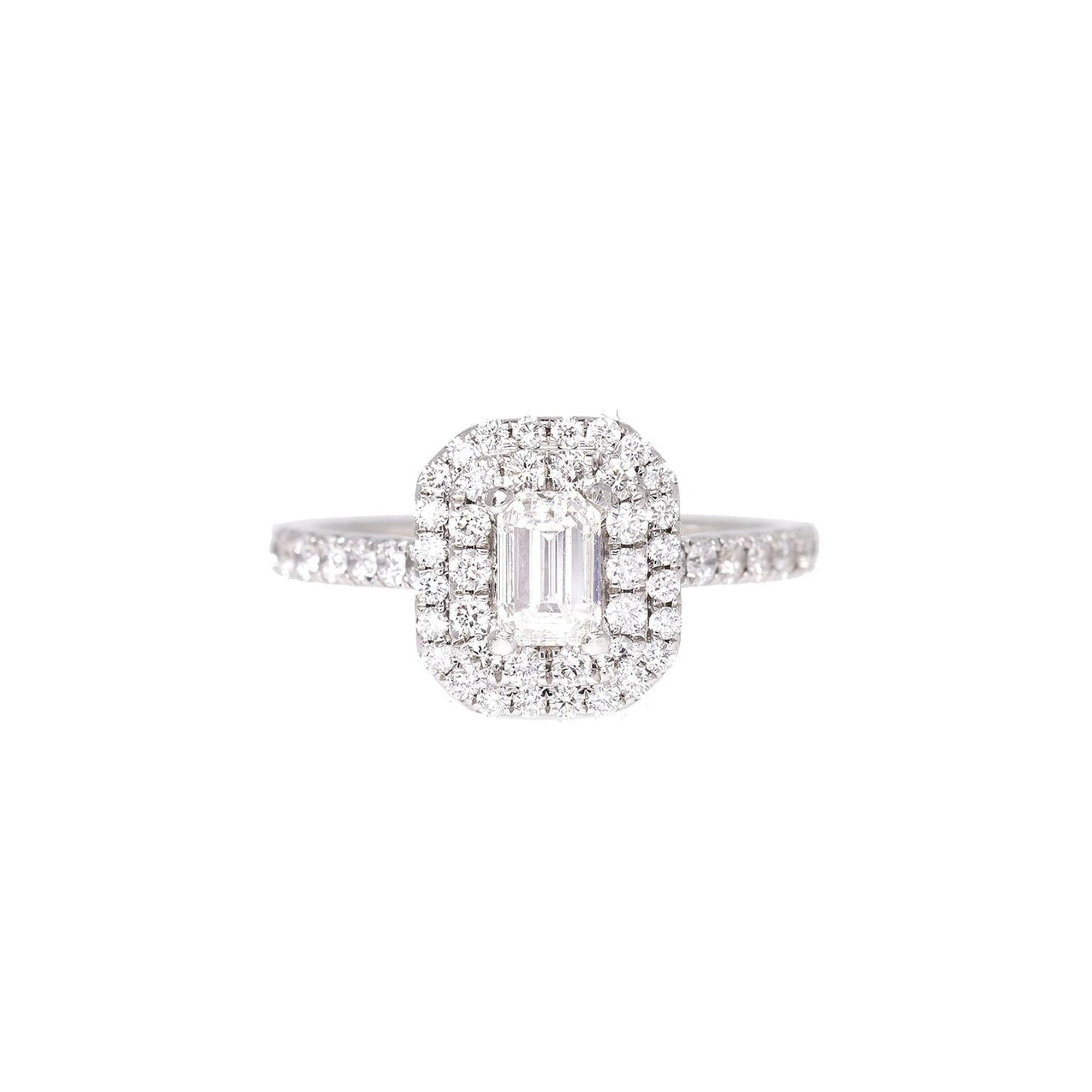 14k White Gold Emerald Cut Diamond Engagement Ring