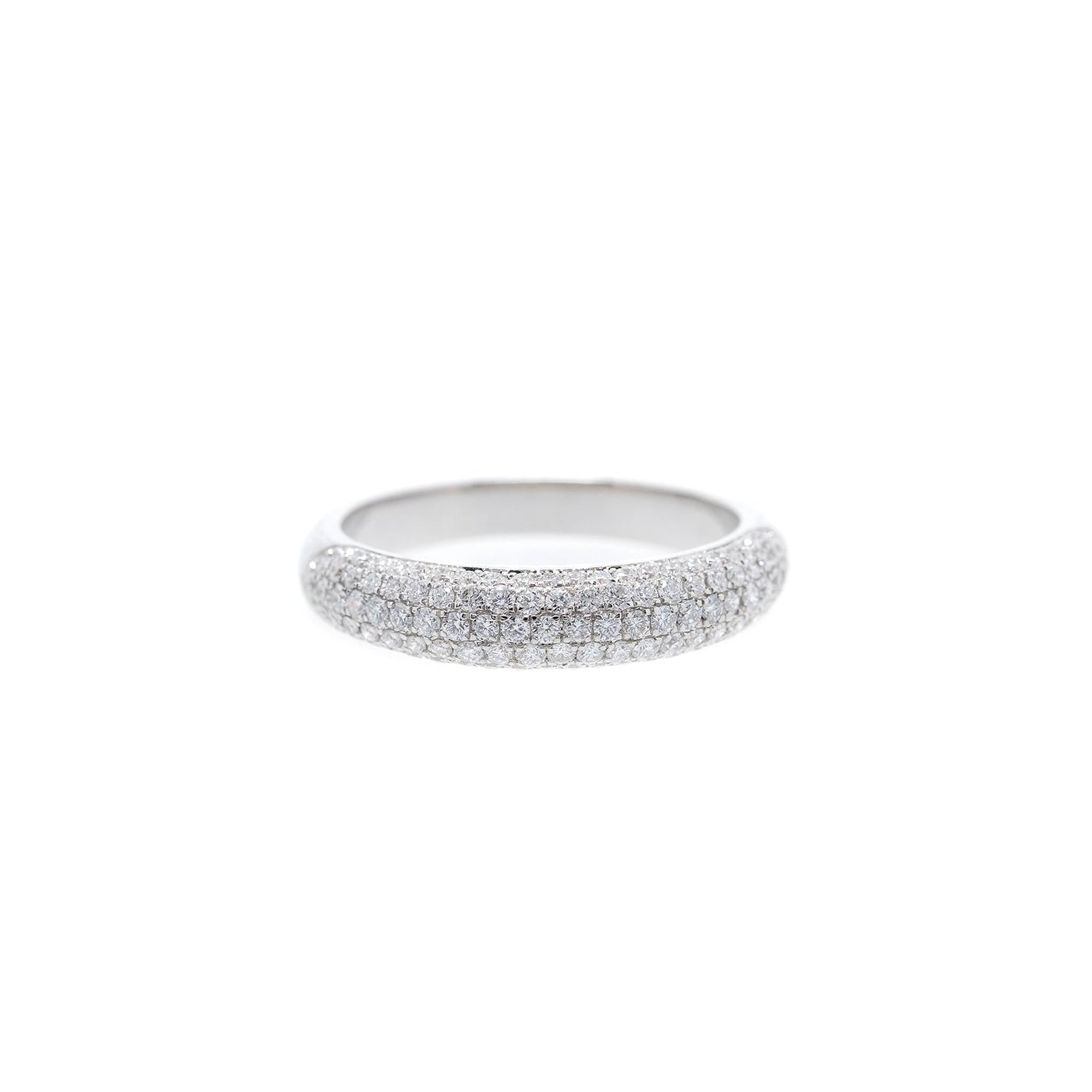 14k White Gold Pave Diamond Band Ring