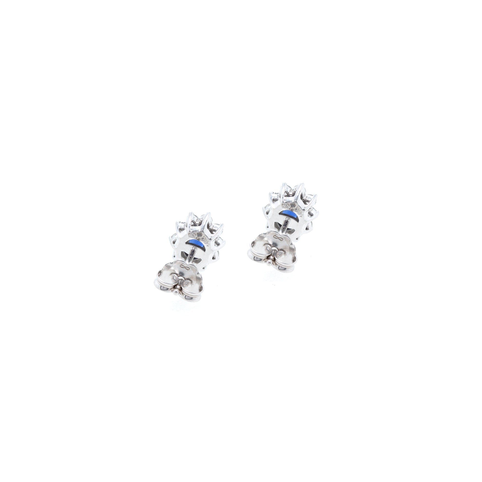 14k White Gold Sapphire & Diamond Earrings