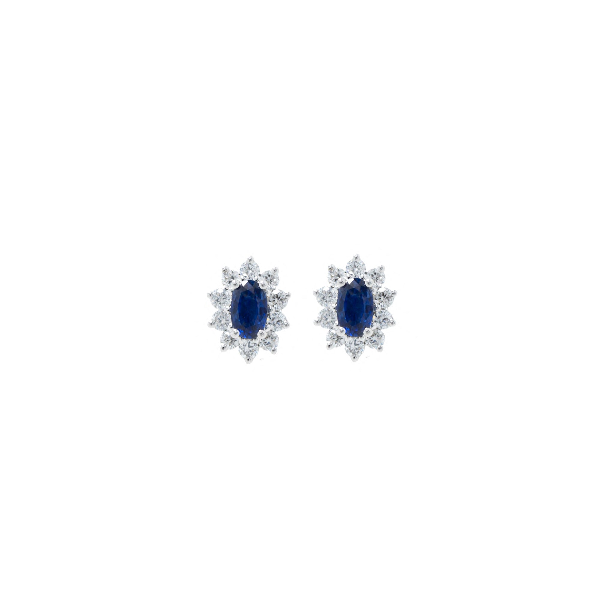 14k White Gold Sapphire & Diamond Earrings