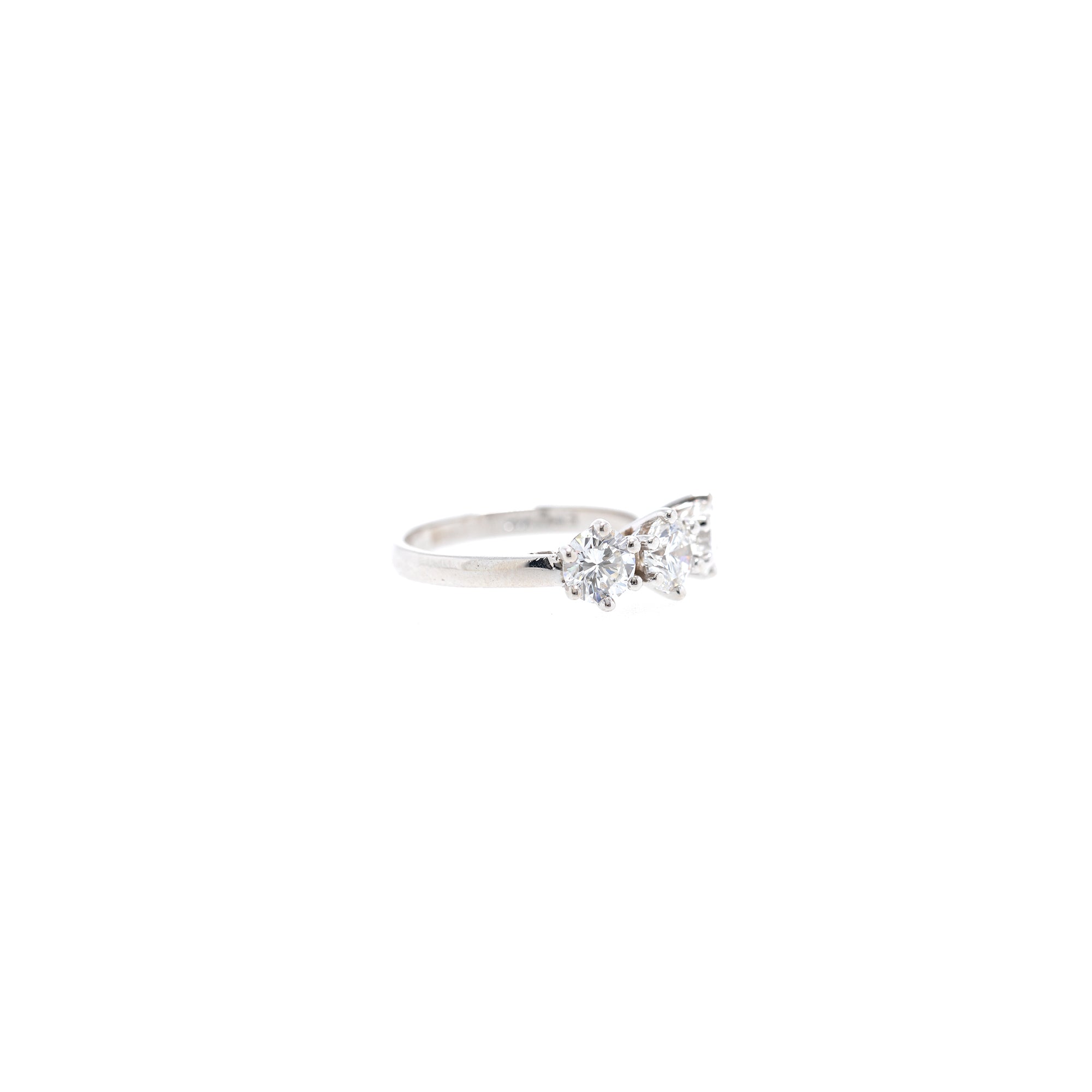 14k White Gold Three Stone Diamond Ring