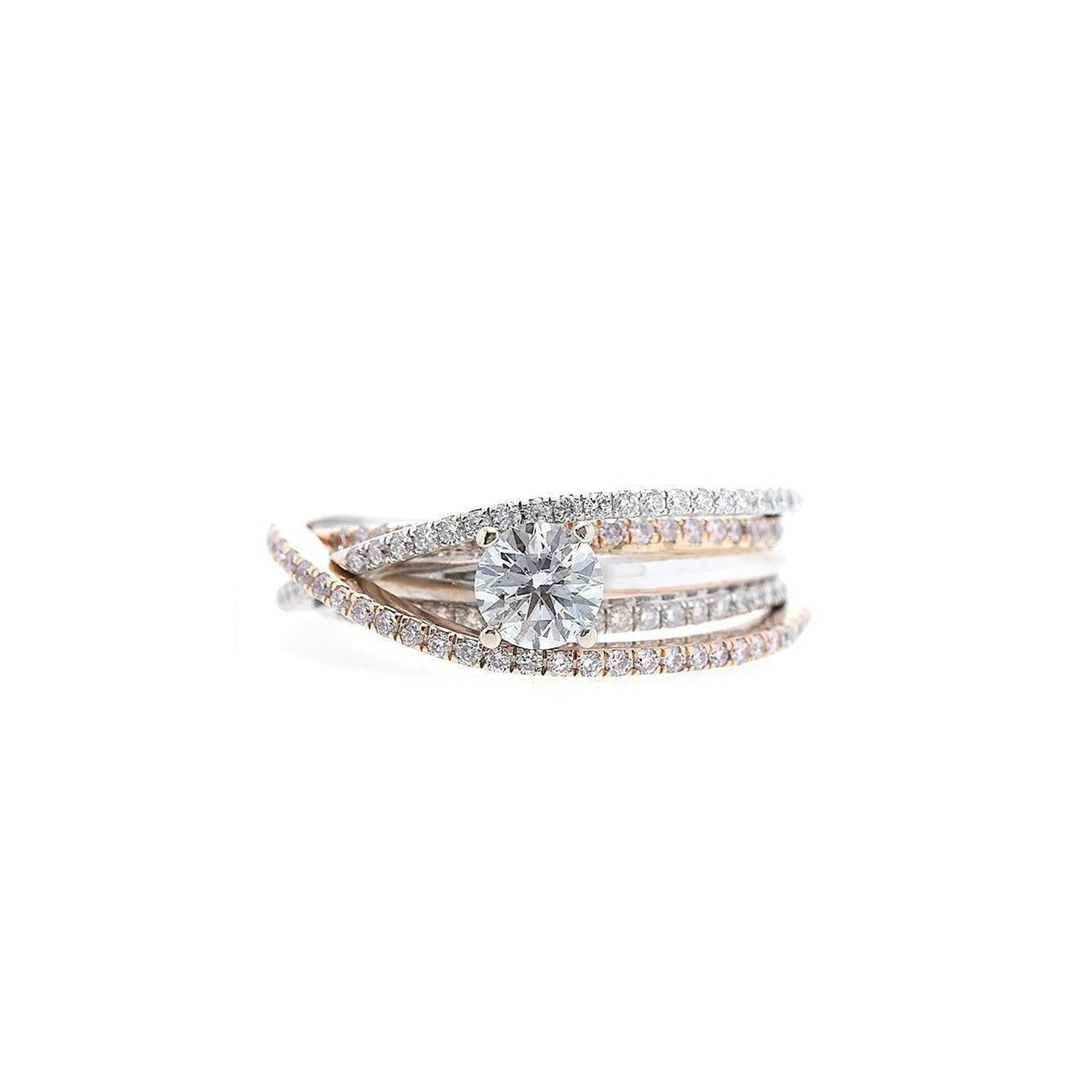 14k White & Rose Gold Diamond Crossover Ring