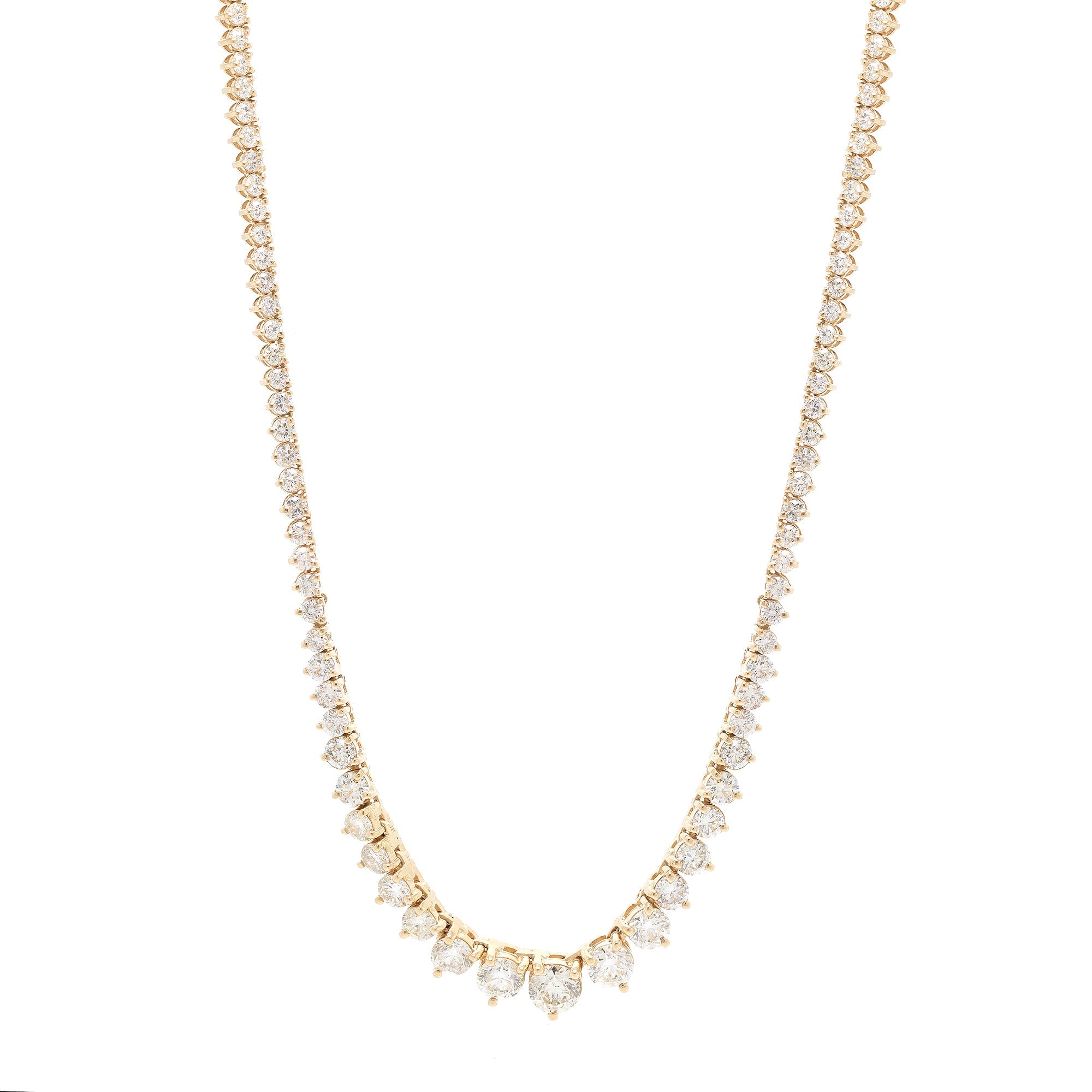 14k Yellow Gold 11.54 tcw. Graduated Diamond Tennis Necklace