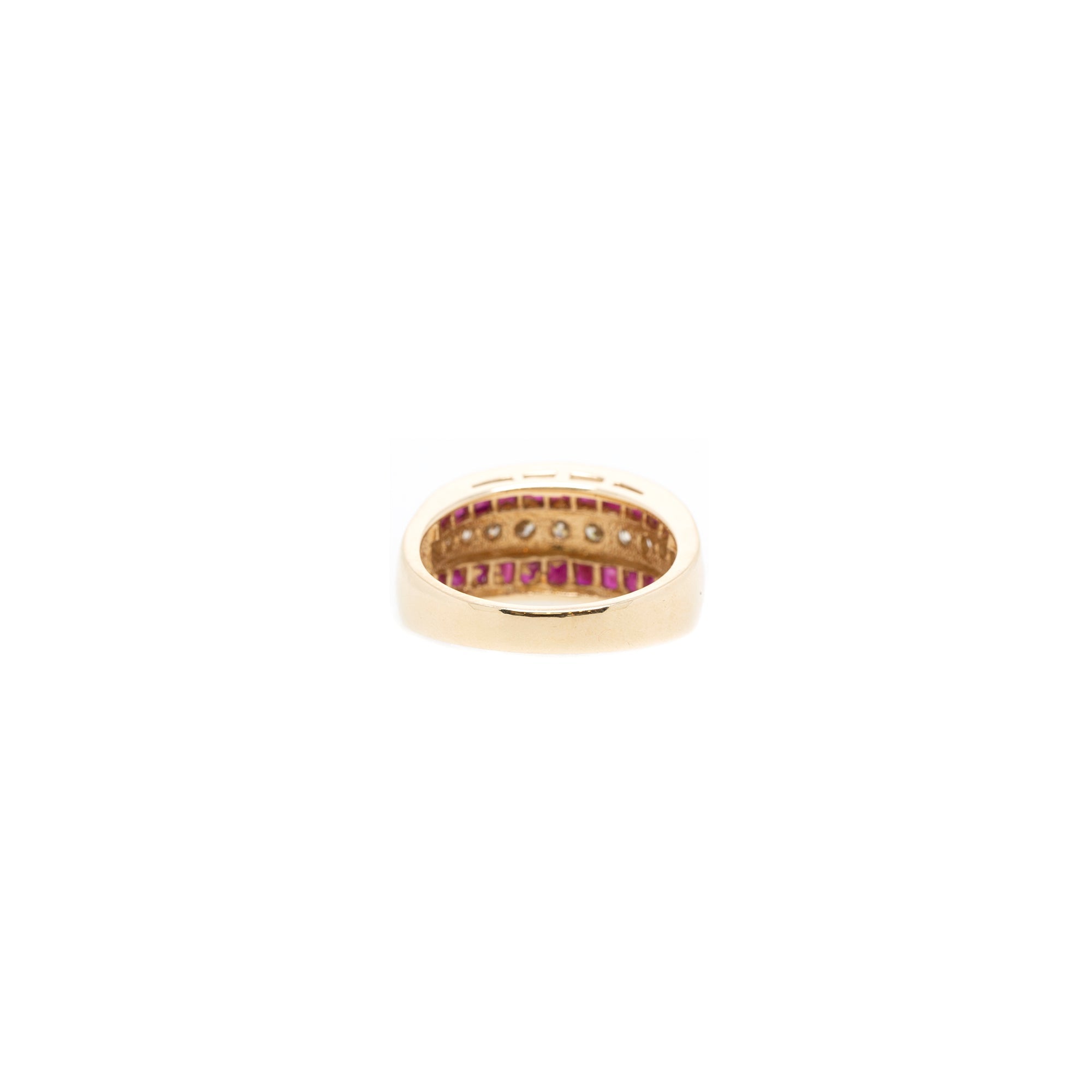 14k Yellow Gold Ruby & Diamond Band Ring