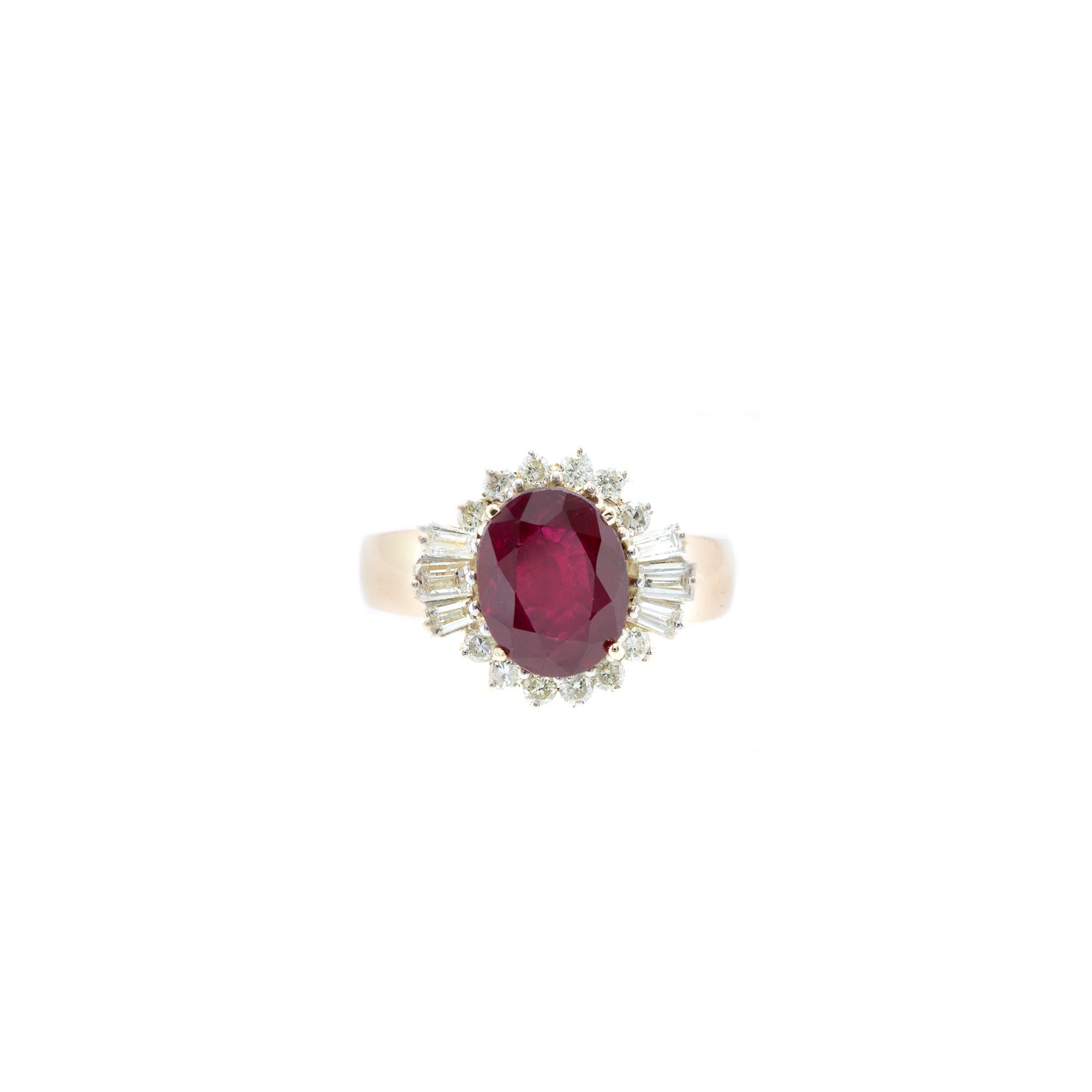 14k Yellow Gold Ruby & Diamond Cocktail Ring