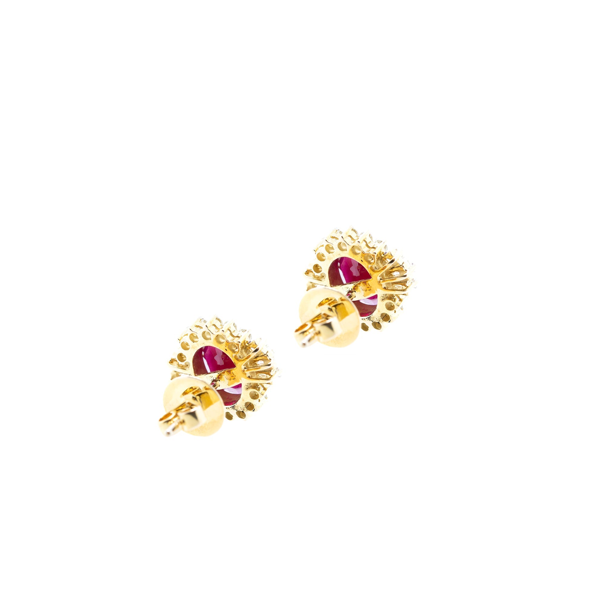 14k Yellow Gold Ruby & Diamond Earrings