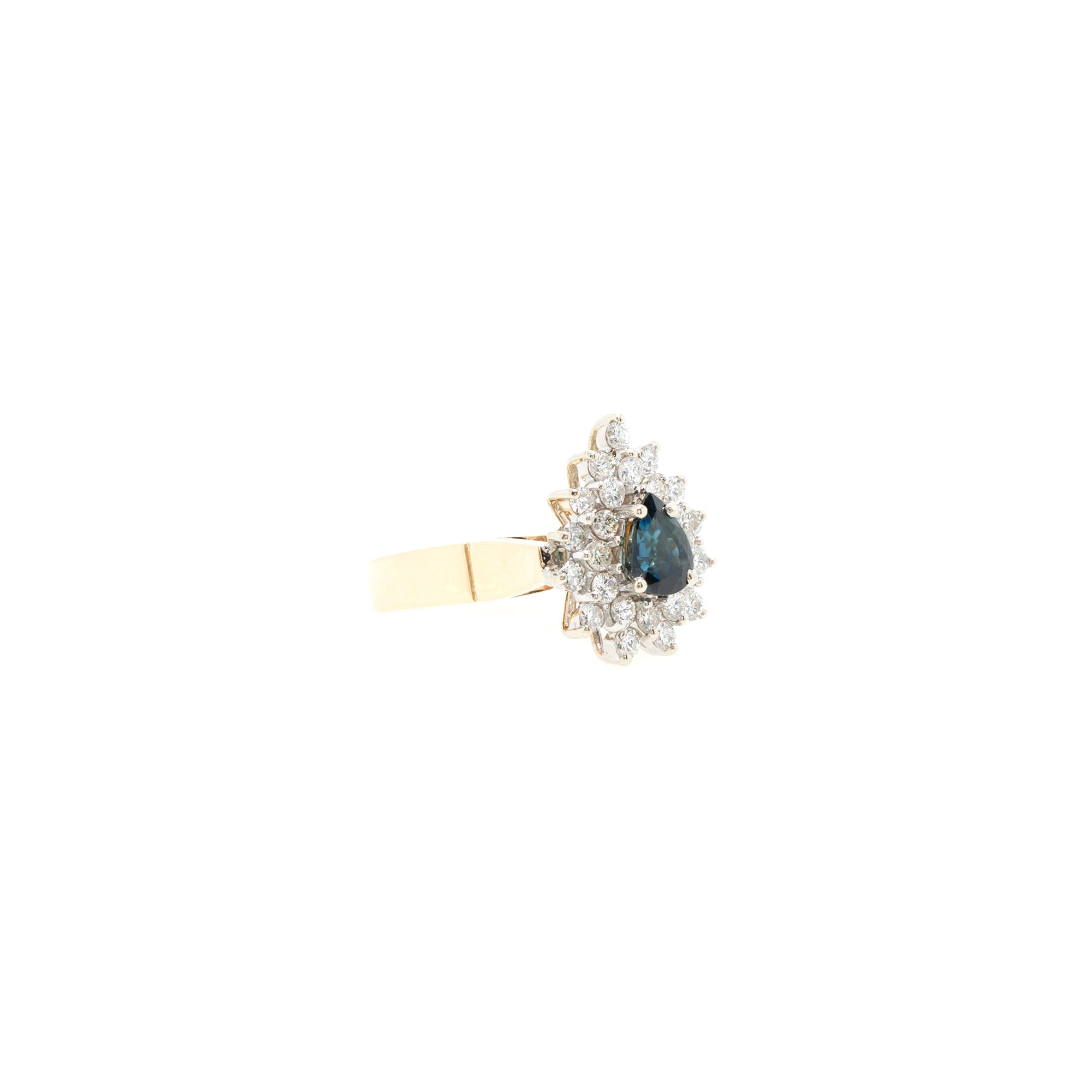 14k Yellow & White Gold Sapphire & Diamond Cocktail Ring