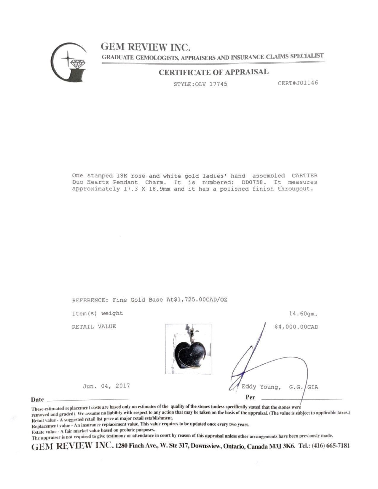 Cartier Duo Hearts Pendant Charm